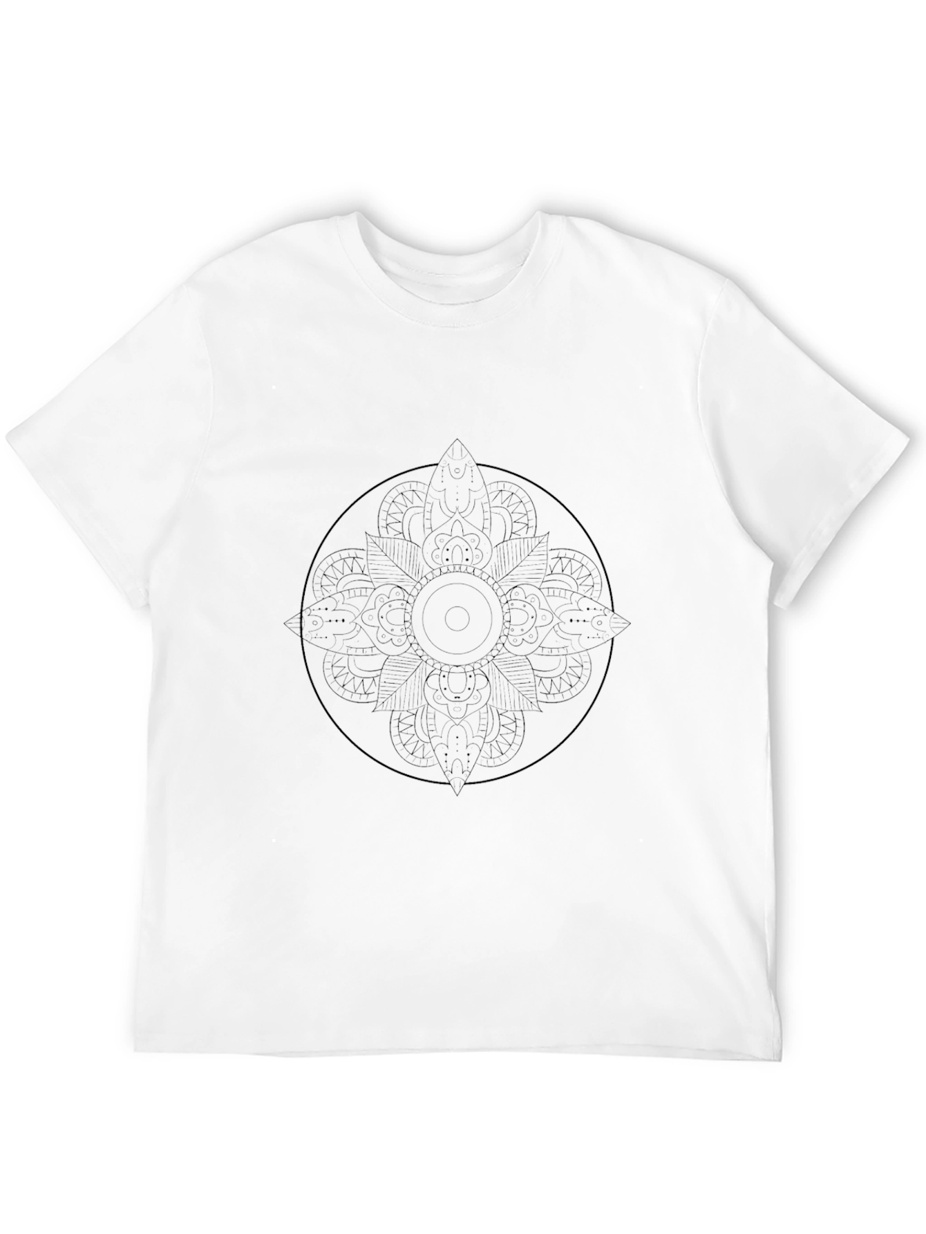 Mens Black Graphic Tee - Mandala Design