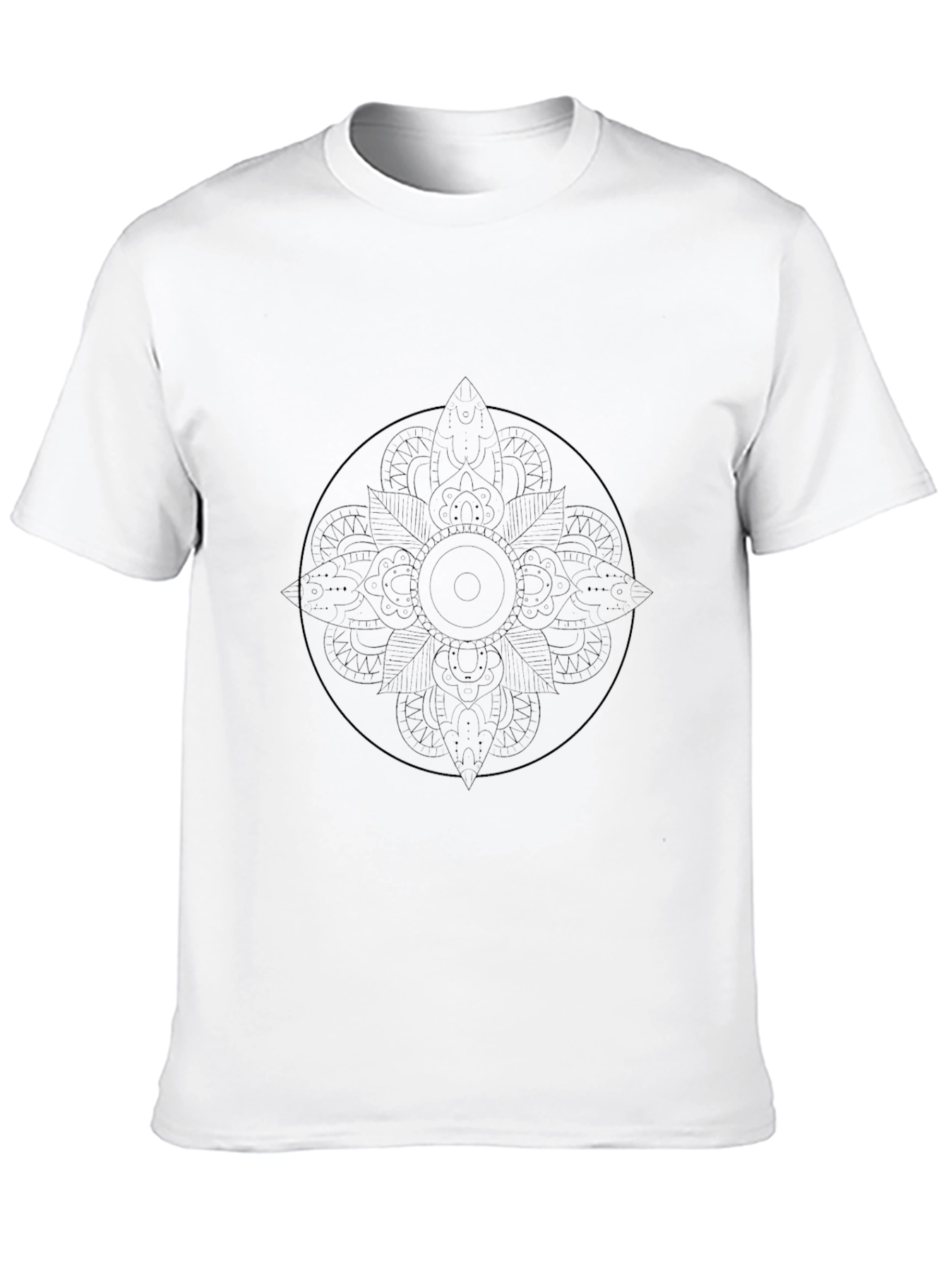 Mens Black Graphic Tee - Mandala Design