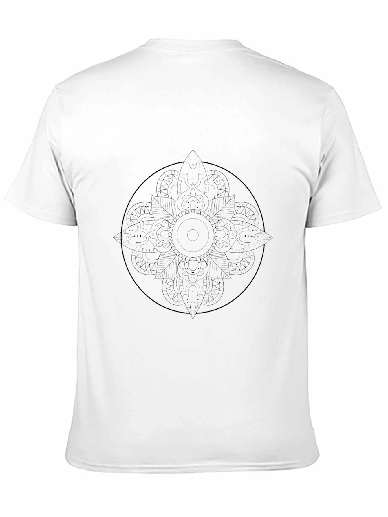 Mens Black Graphic Tee - Mandala Design