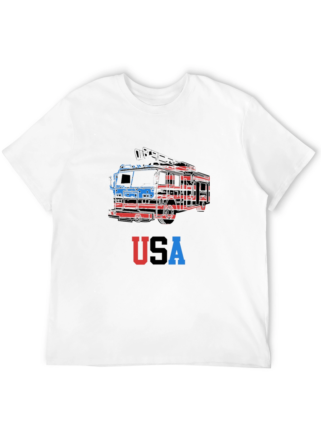 USA Firetruck Graphic Tee - Patriotic Style