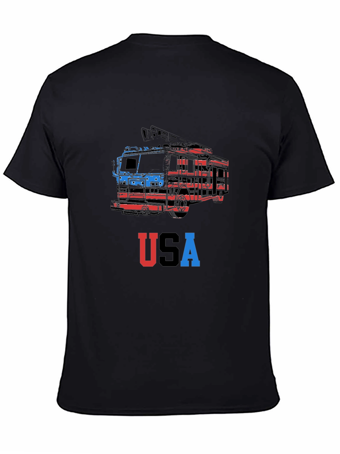 USA Firetruck Graphic Tee - Patriotic Style