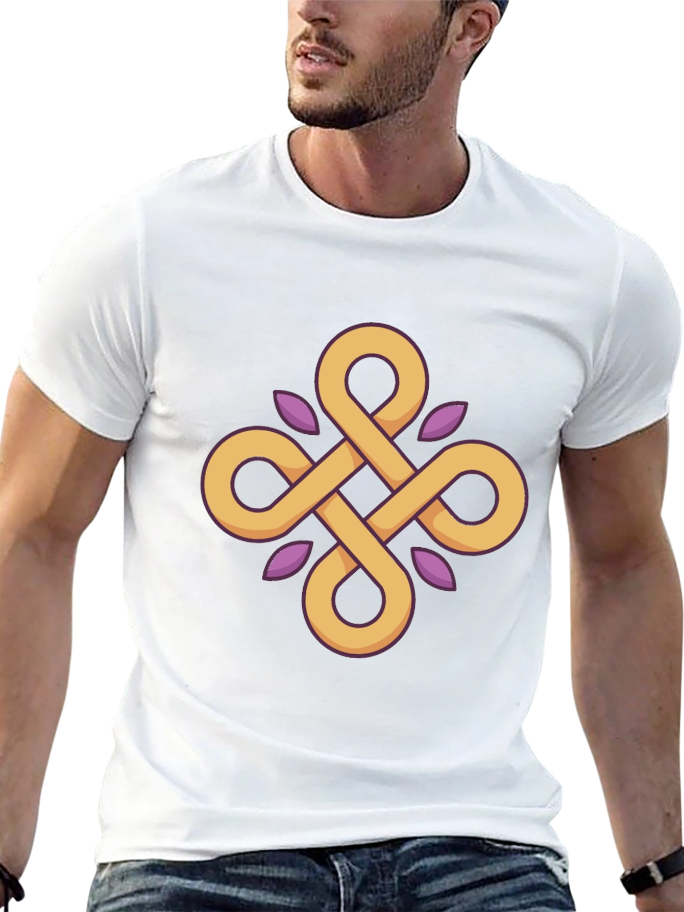 Geometric Knot Graphic Tee - Stylish Black T-Shirt