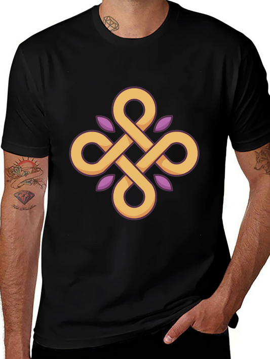 Geometric Knot Graphic Tee - Stylish Black T-Shirt
