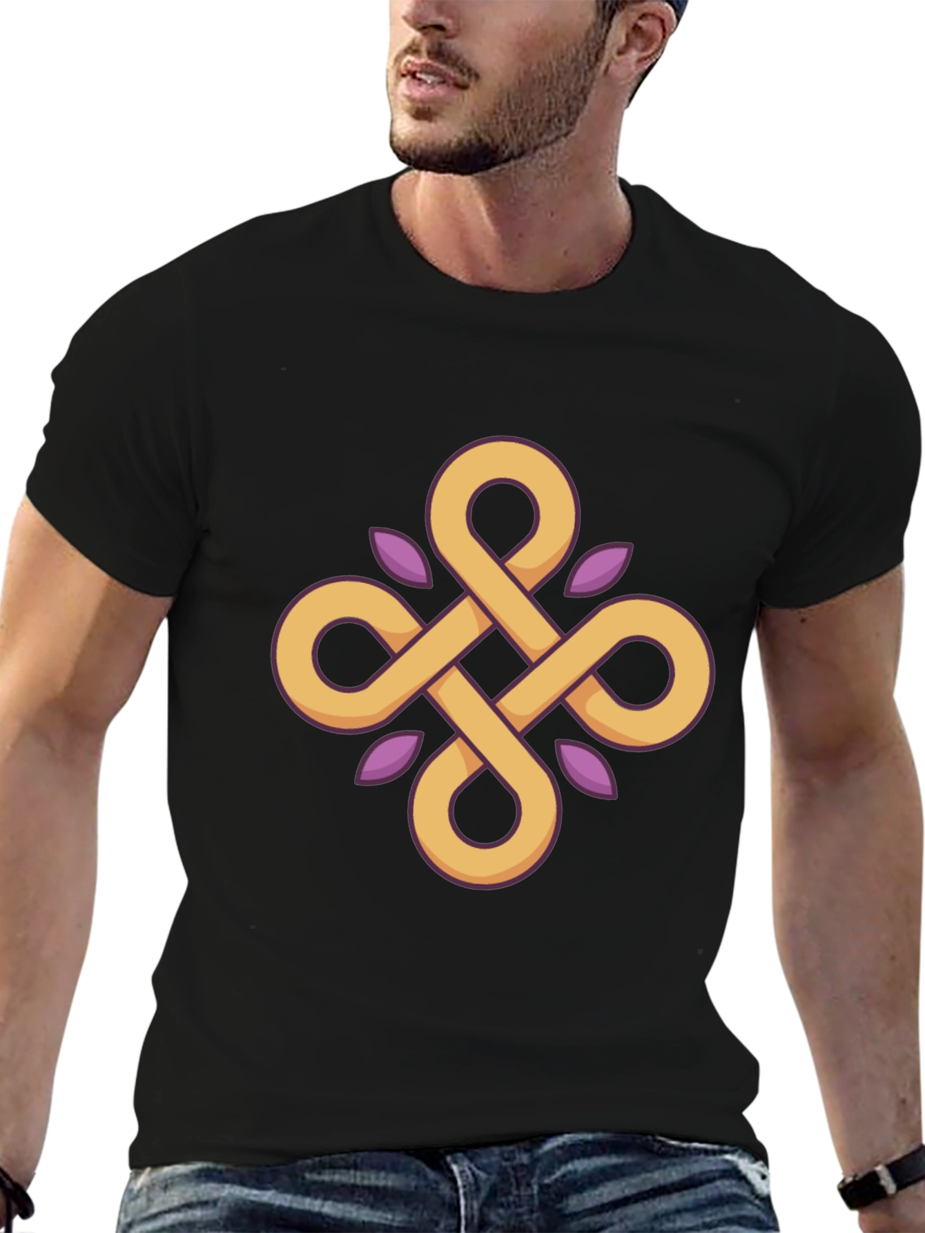 Geometric Knot Graphic Tee - Stylish Black T-Shirt