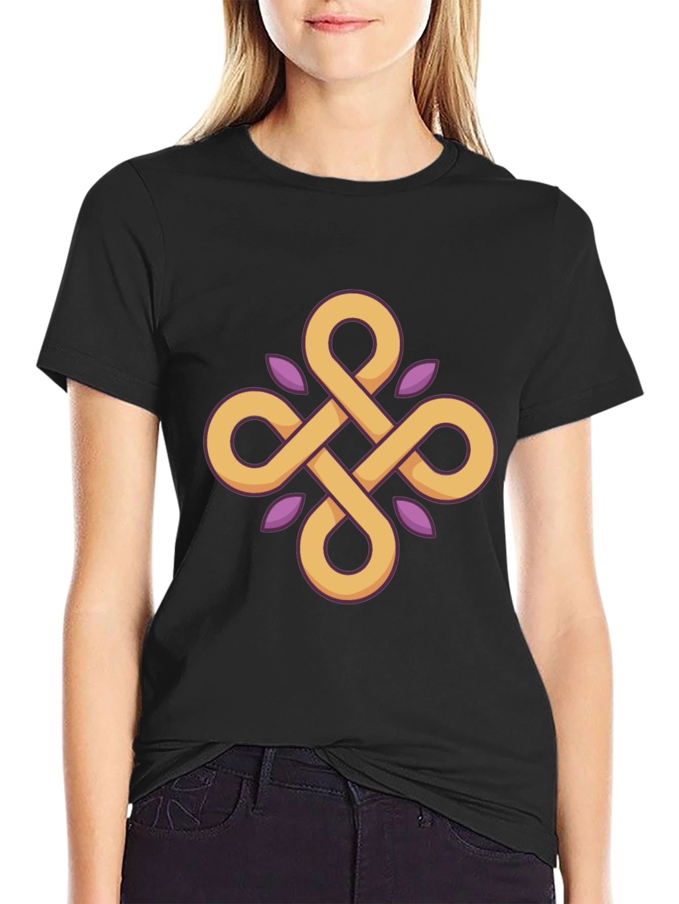 Geometric Knot Graphic Tee - Stylish Black T-Shirt