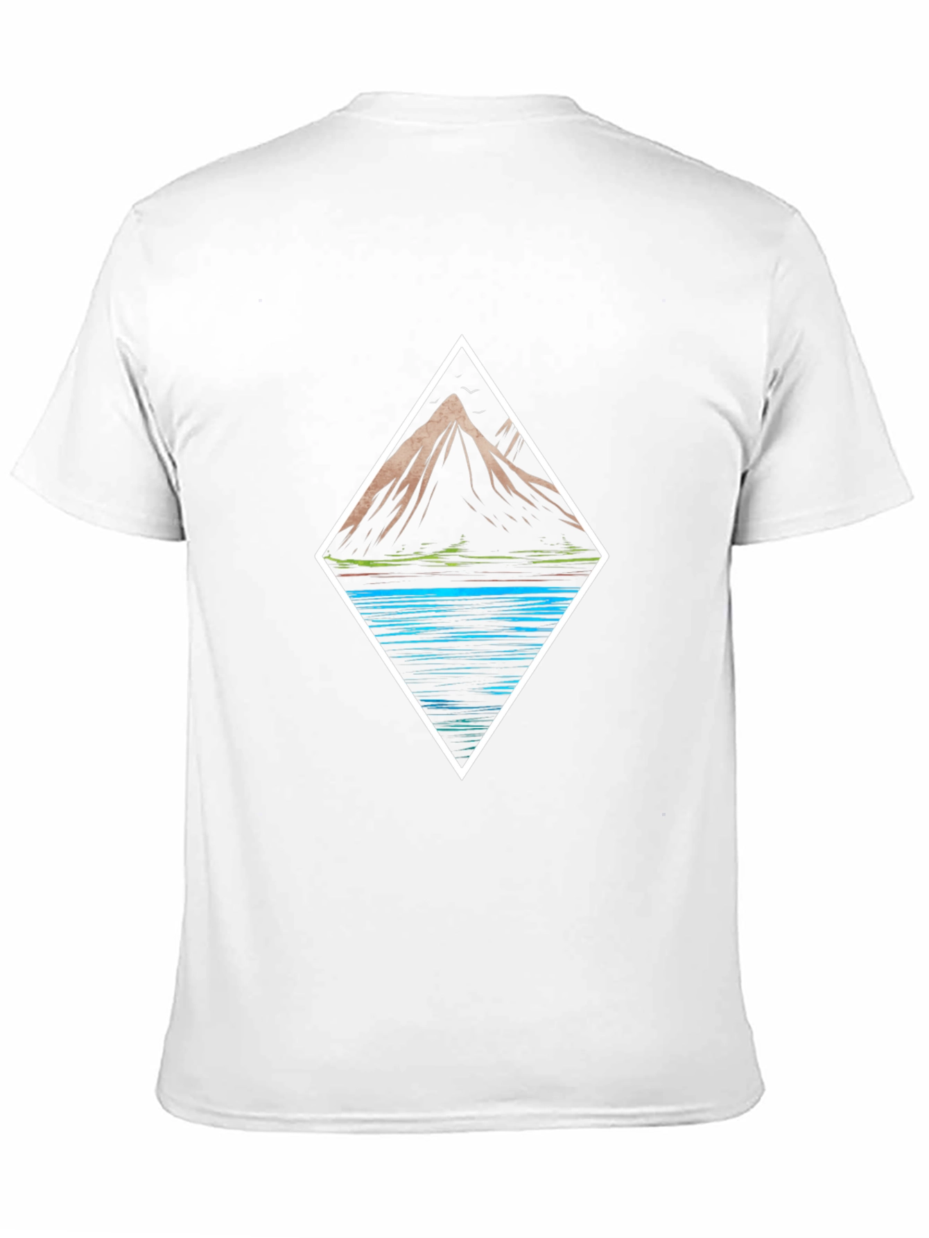Mountain & Lake Graphic Tee - Black Cotton T-Shirt
