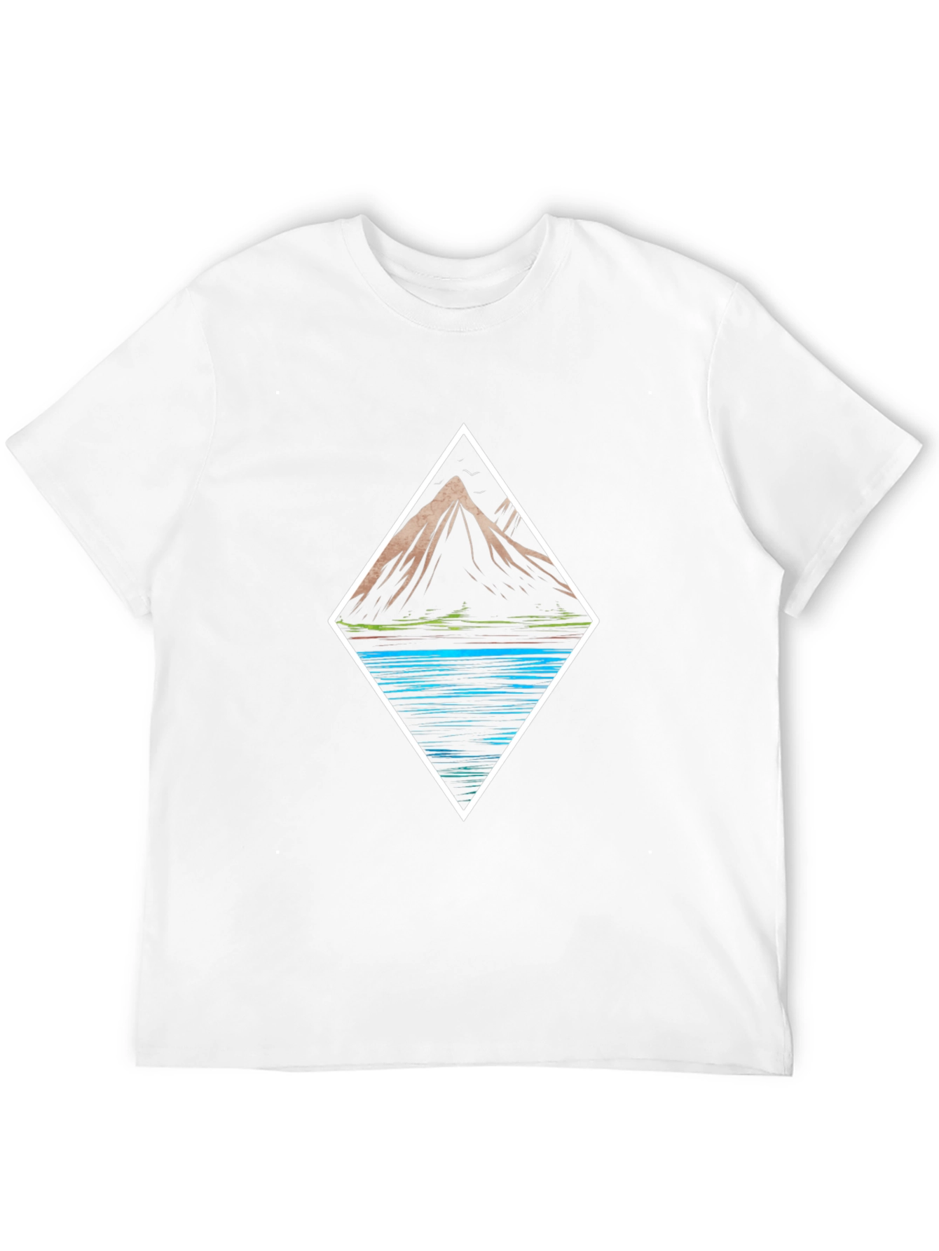 Mountain & Lake Graphic Tee - Black Cotton T-Shirt