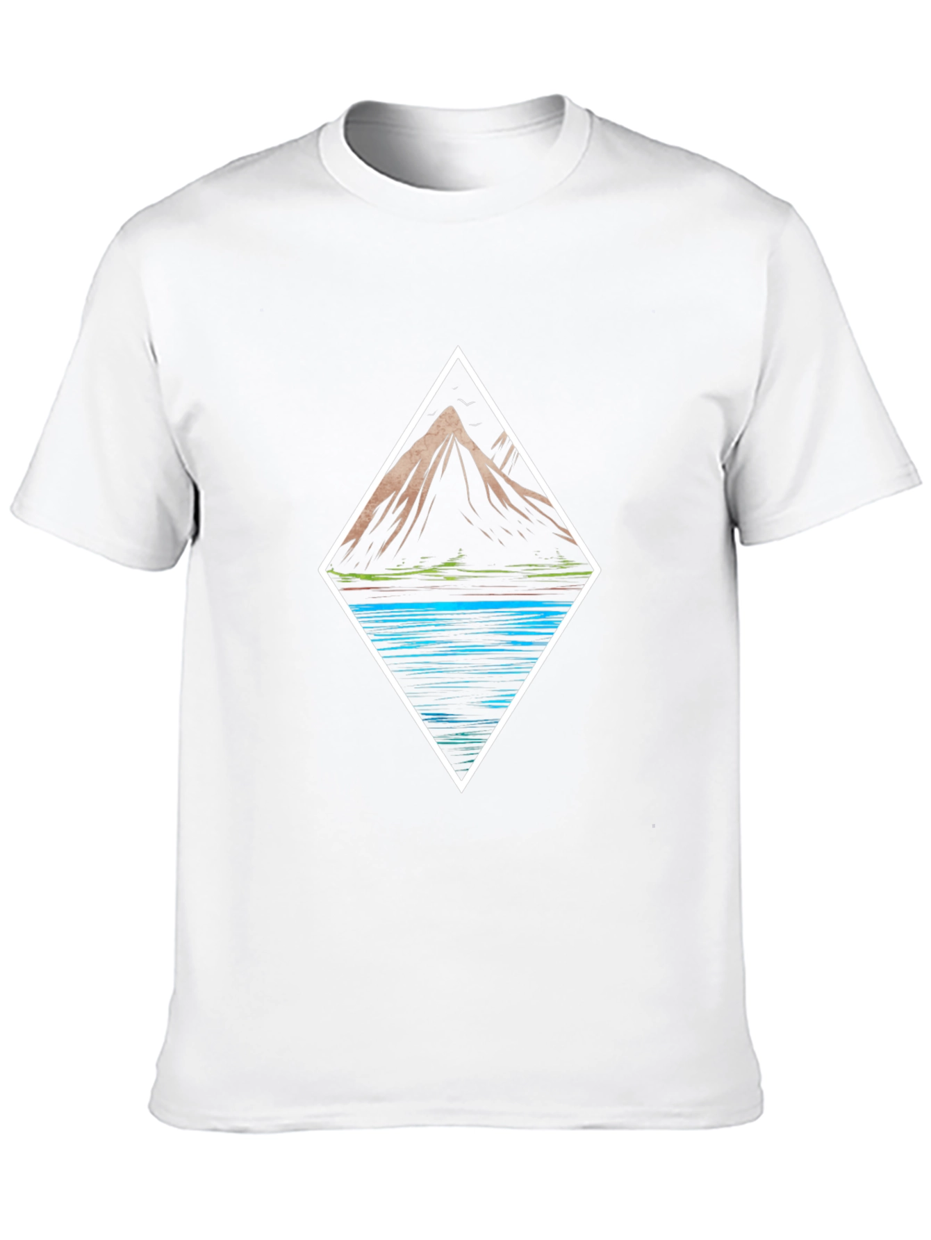 Mountain & Lake Graphic Tee - Black Cotton T-Shirt
