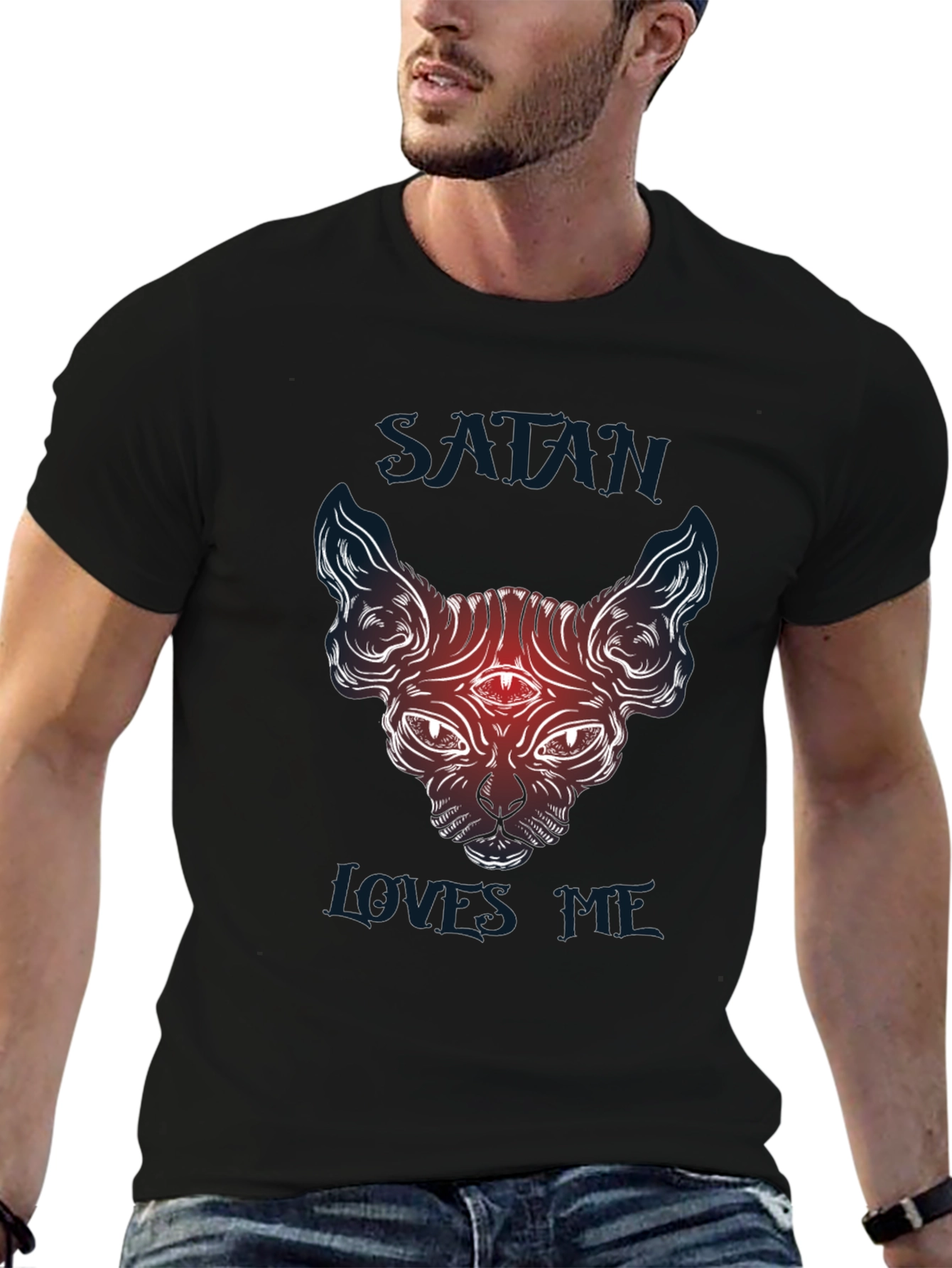 Satan Loves Me Graphic Tee - Unisex Black T-Shirt