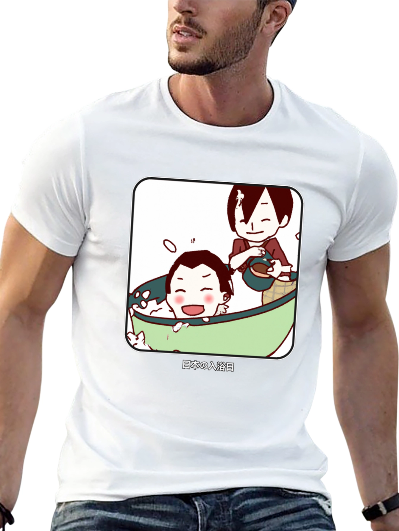 Anime Bathing T-Shirt - Japanese Cartoon Style