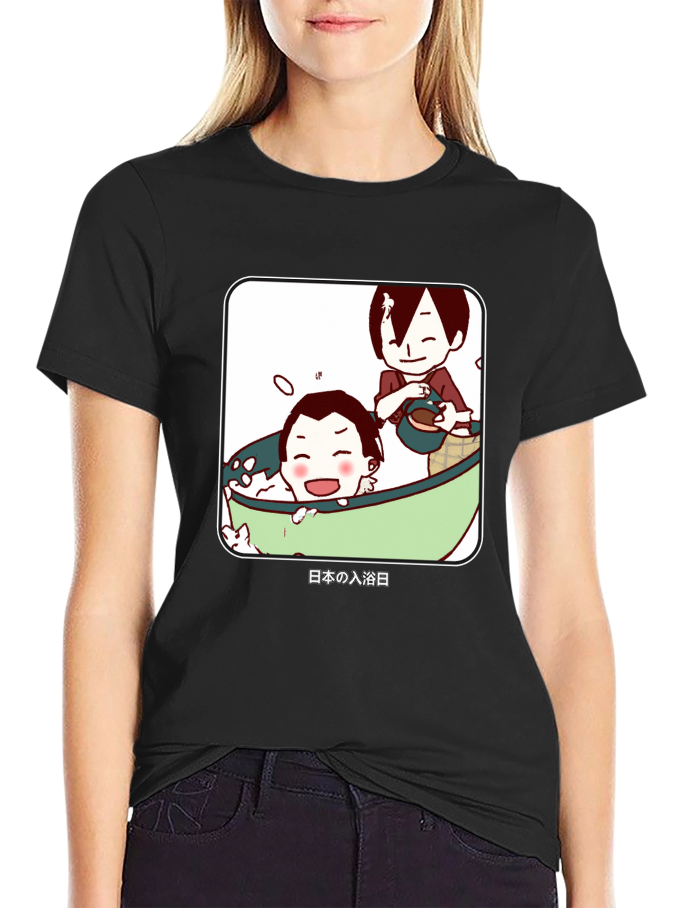 Anime Bathing T-Shirt - Japanese Cartoon Style