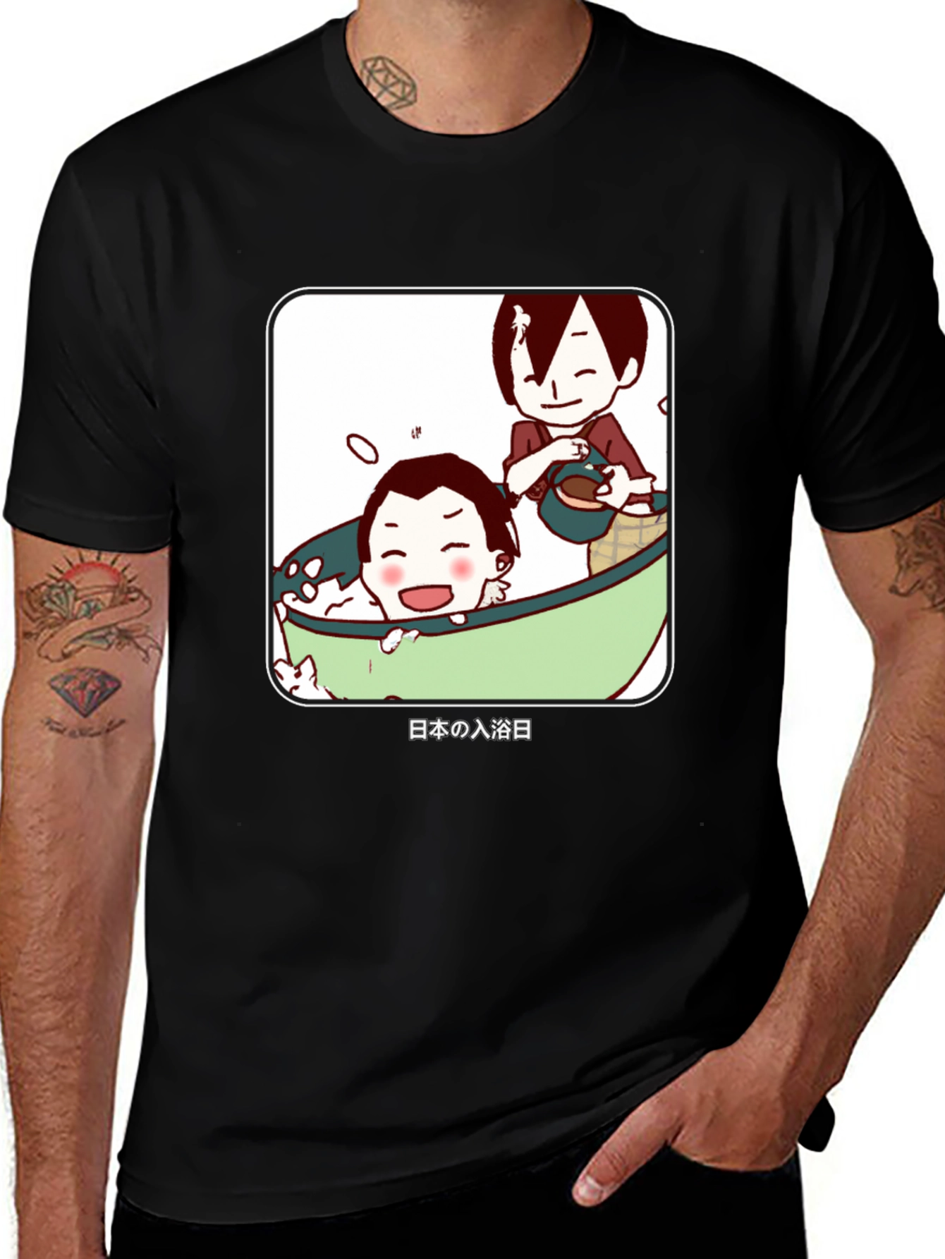 Anime Bathing T-Shirt - Japanese Cartoon Style