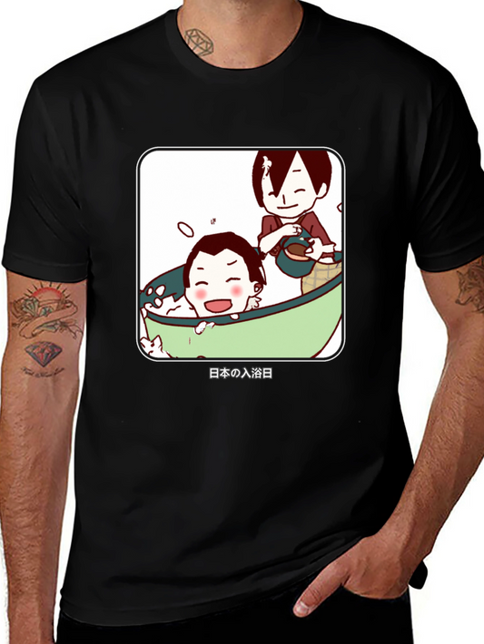 Anime Bathing T-Shirt - Japanese Cartoon Style