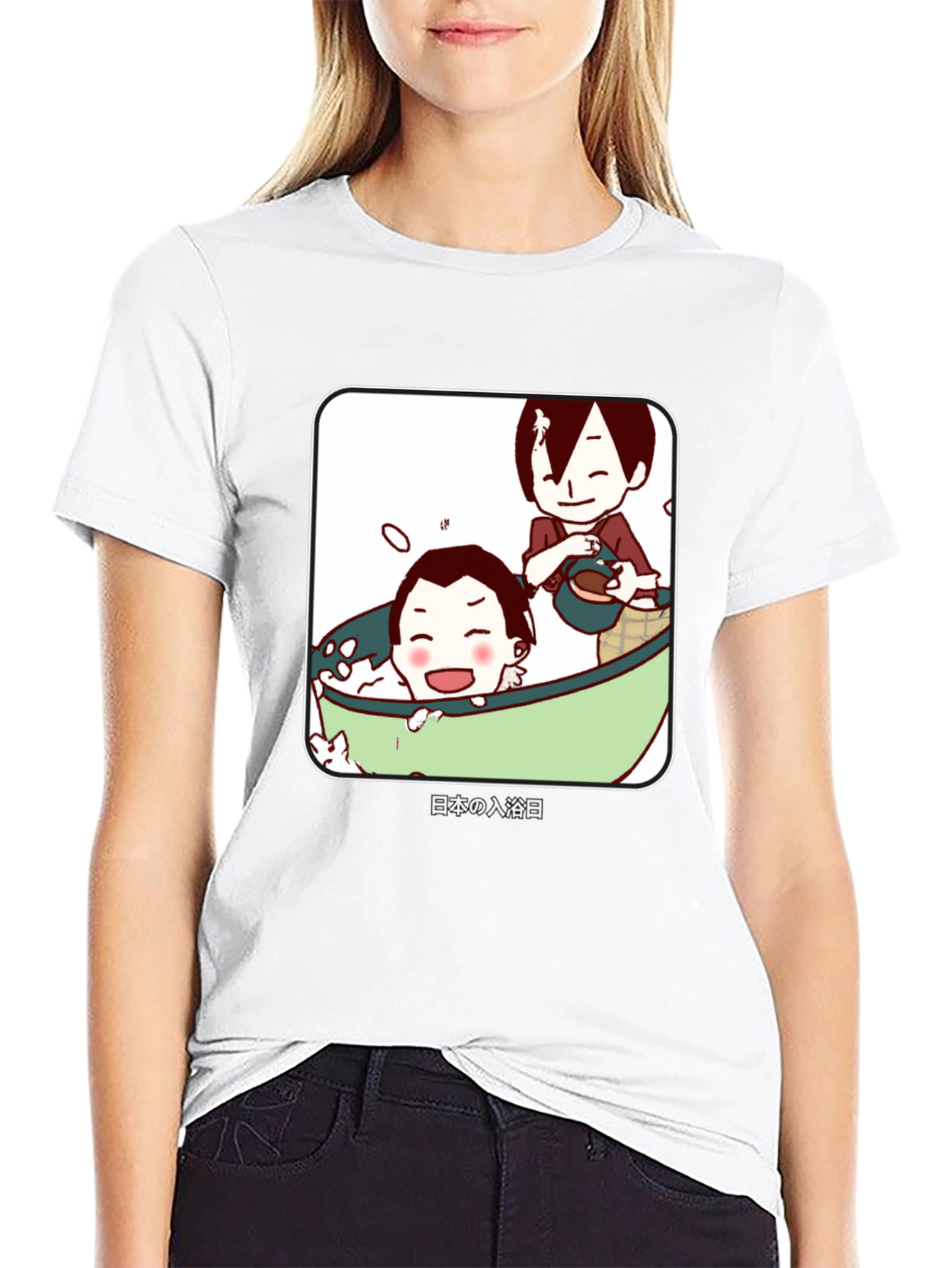 Anime Bathing T-Shirt - Japanese Cartoon Style