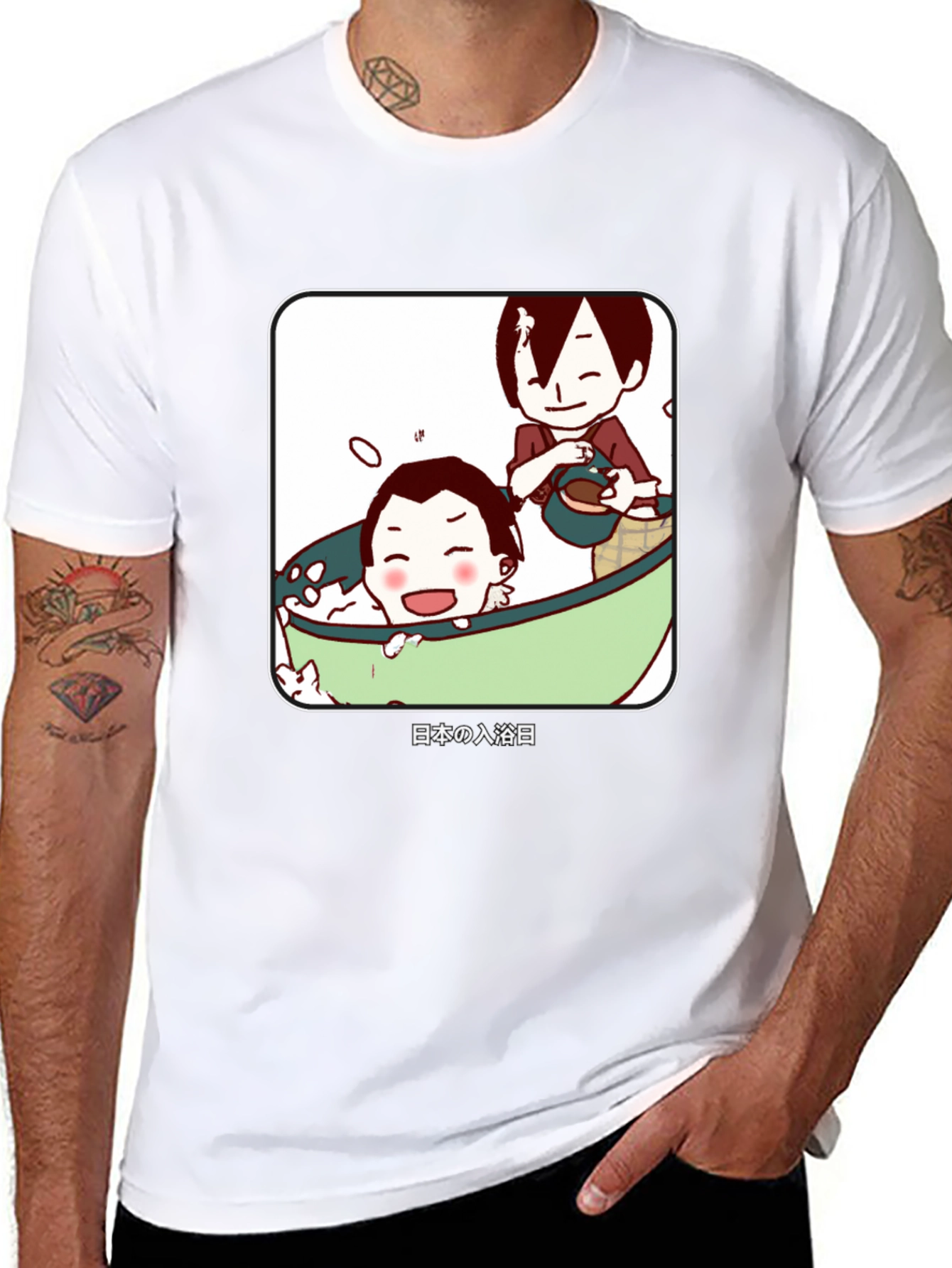 Anime Bathing T-Shirt - Japanese Cartoon Style