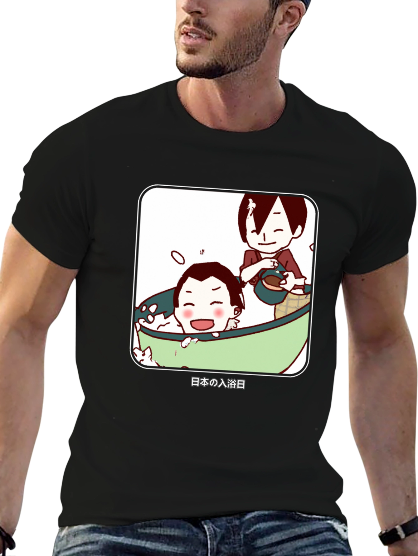 Anime Bathing T-Shirt - Japanese Cartoon Style
