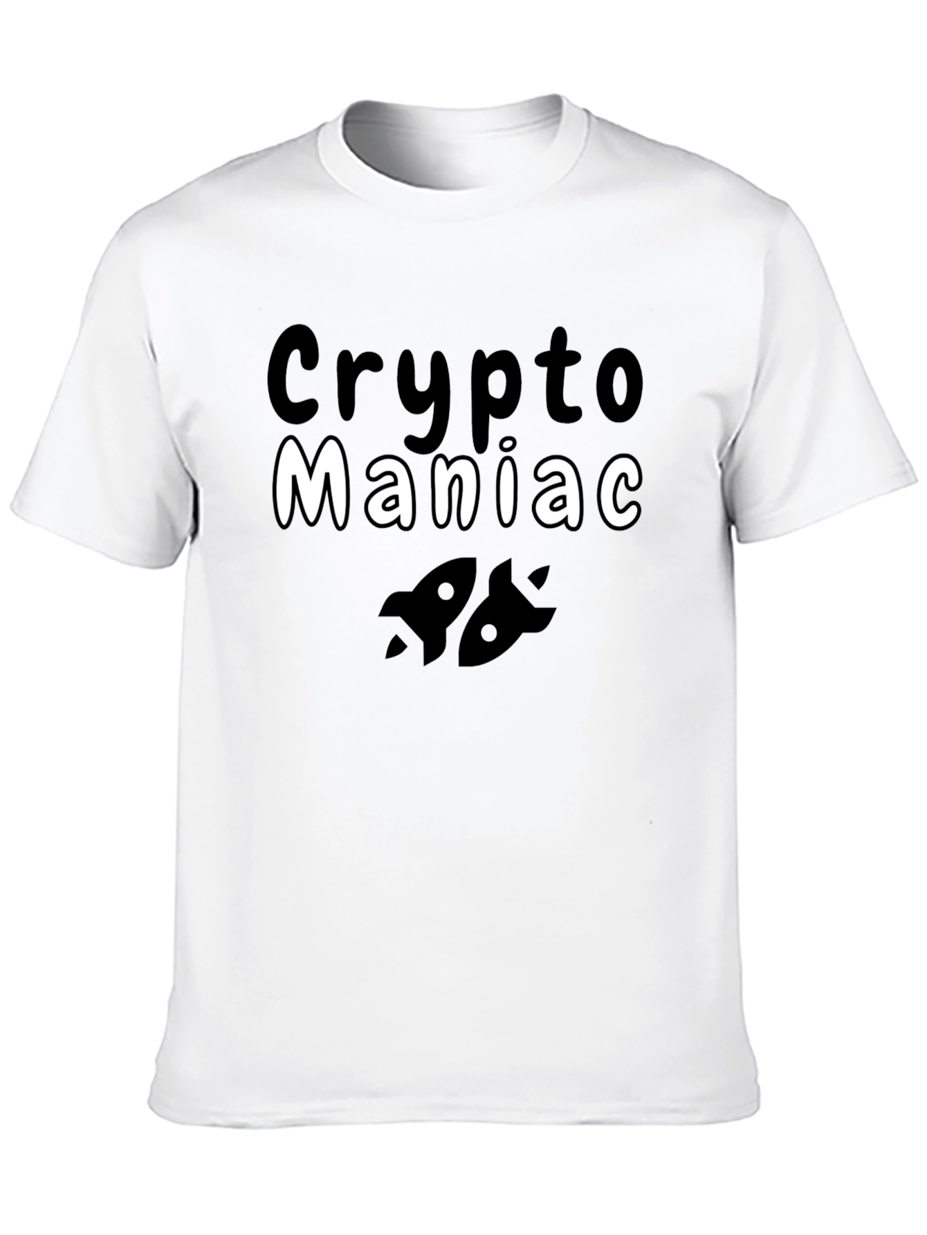 Crypto Maniac T-Shirt - Black Cotton Blend Rocket Design