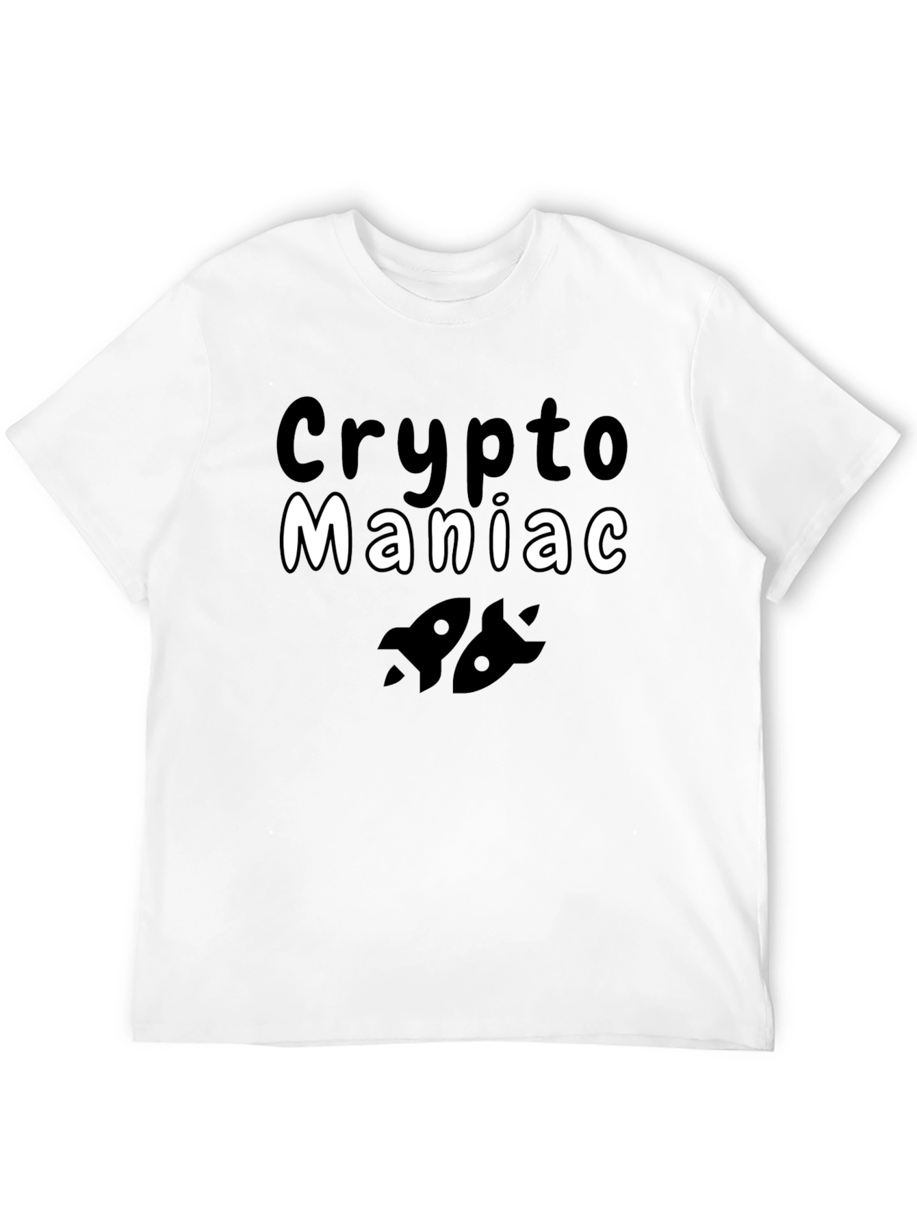Crypto Maniac T-Shirt - Black Cotton Blend Rocket Design