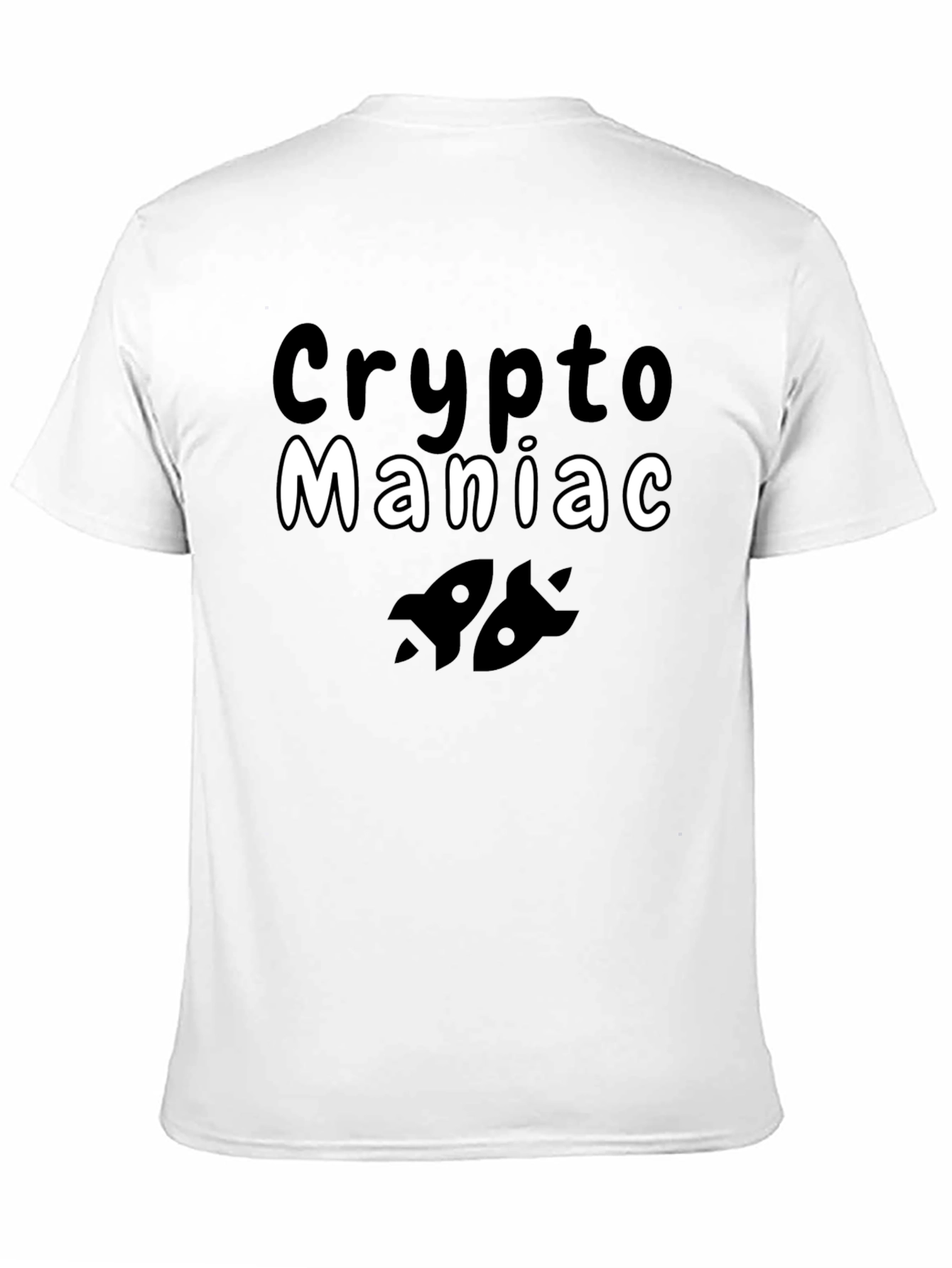 Crypto Maniac T-Shirt - Black Cotton Blend Rocket Design