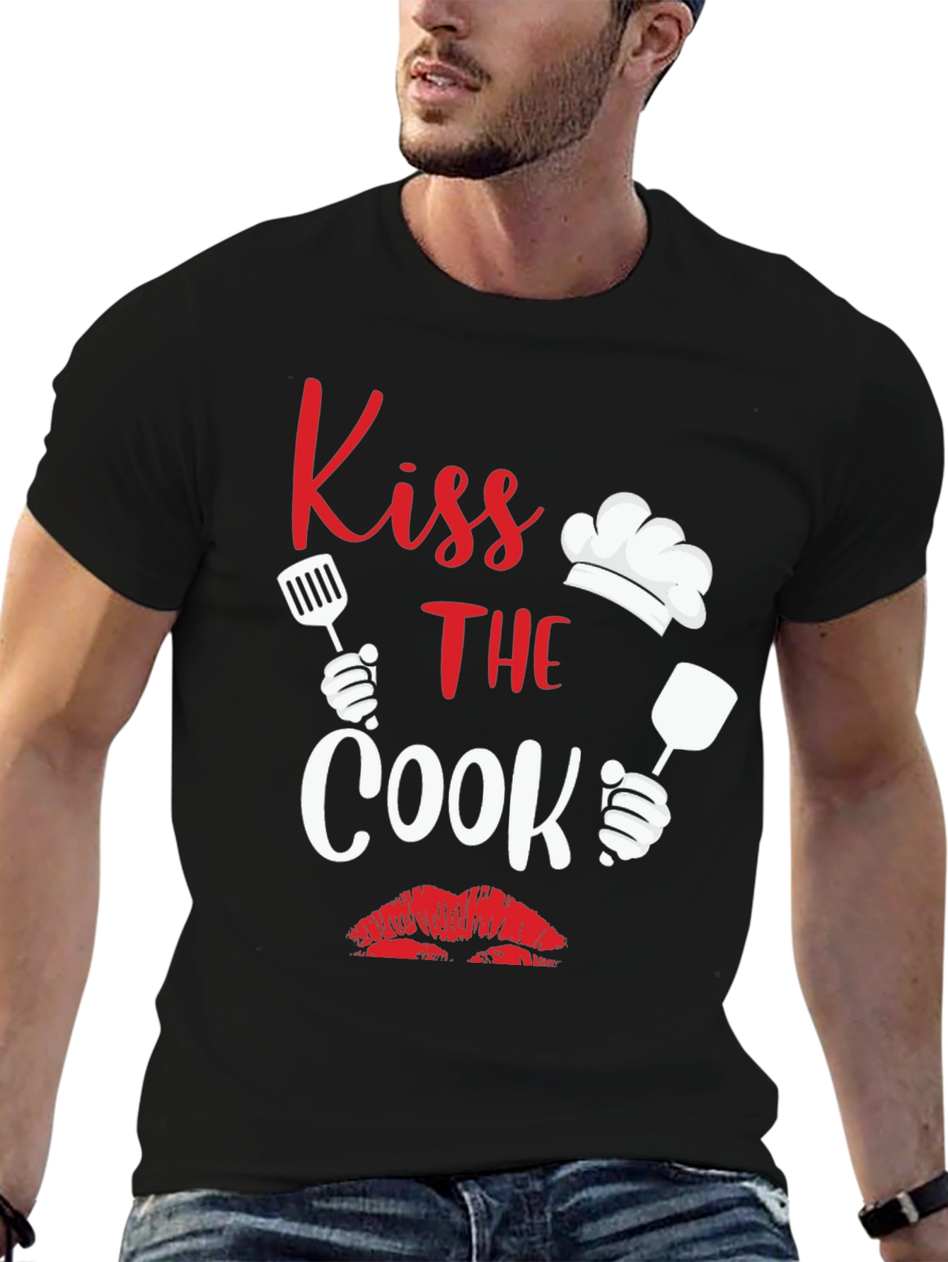 Kiss the Cook Graphic Tee Novelty Cooking Shirt