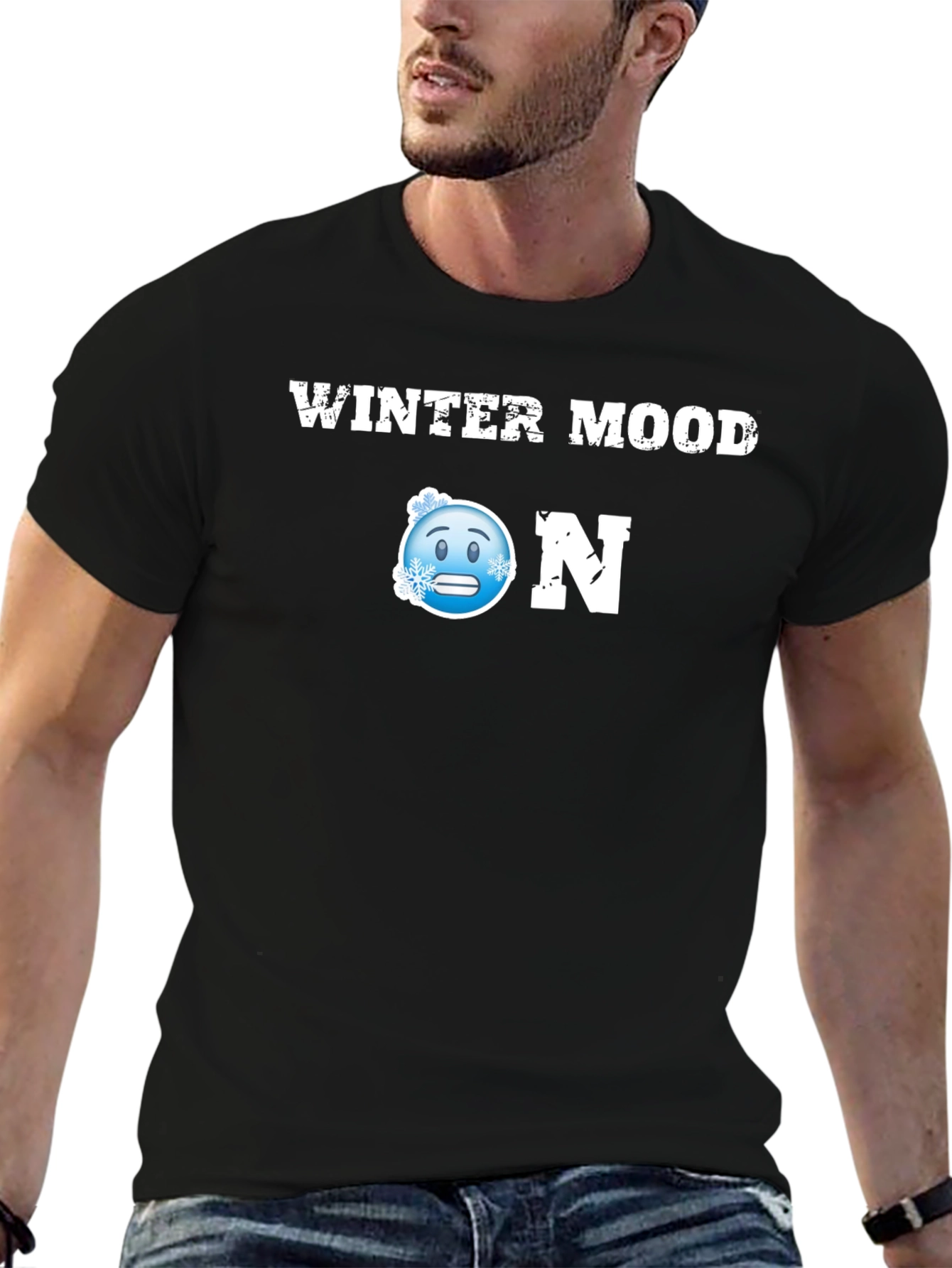 Winter Mood ON Black T-Shirt