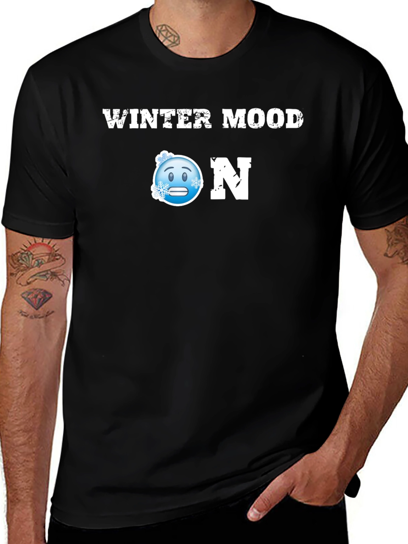 Winter Mood ON Black T-Shirt