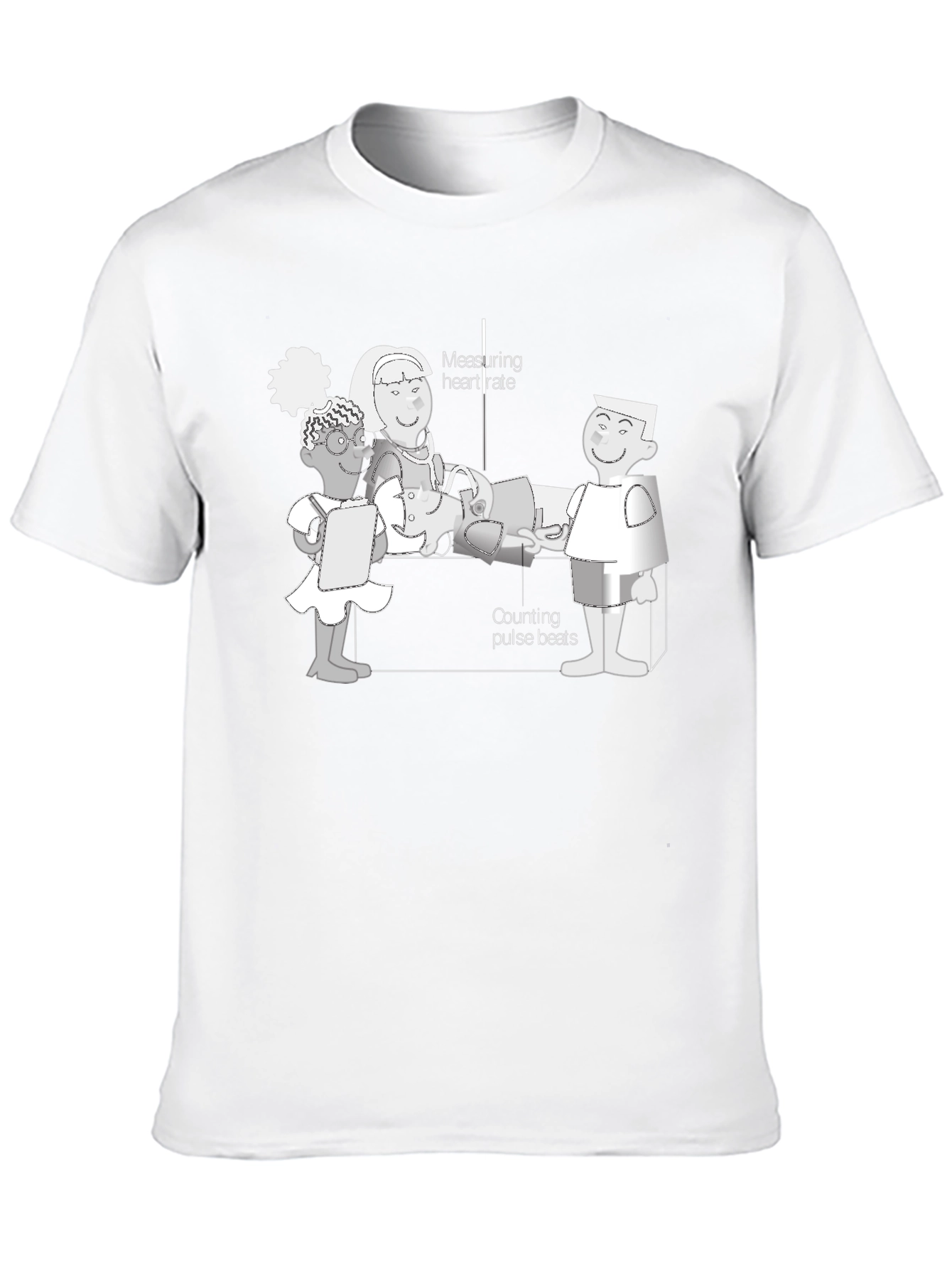 Cartoon Health Check T-Shirt - Black Cotton Tee