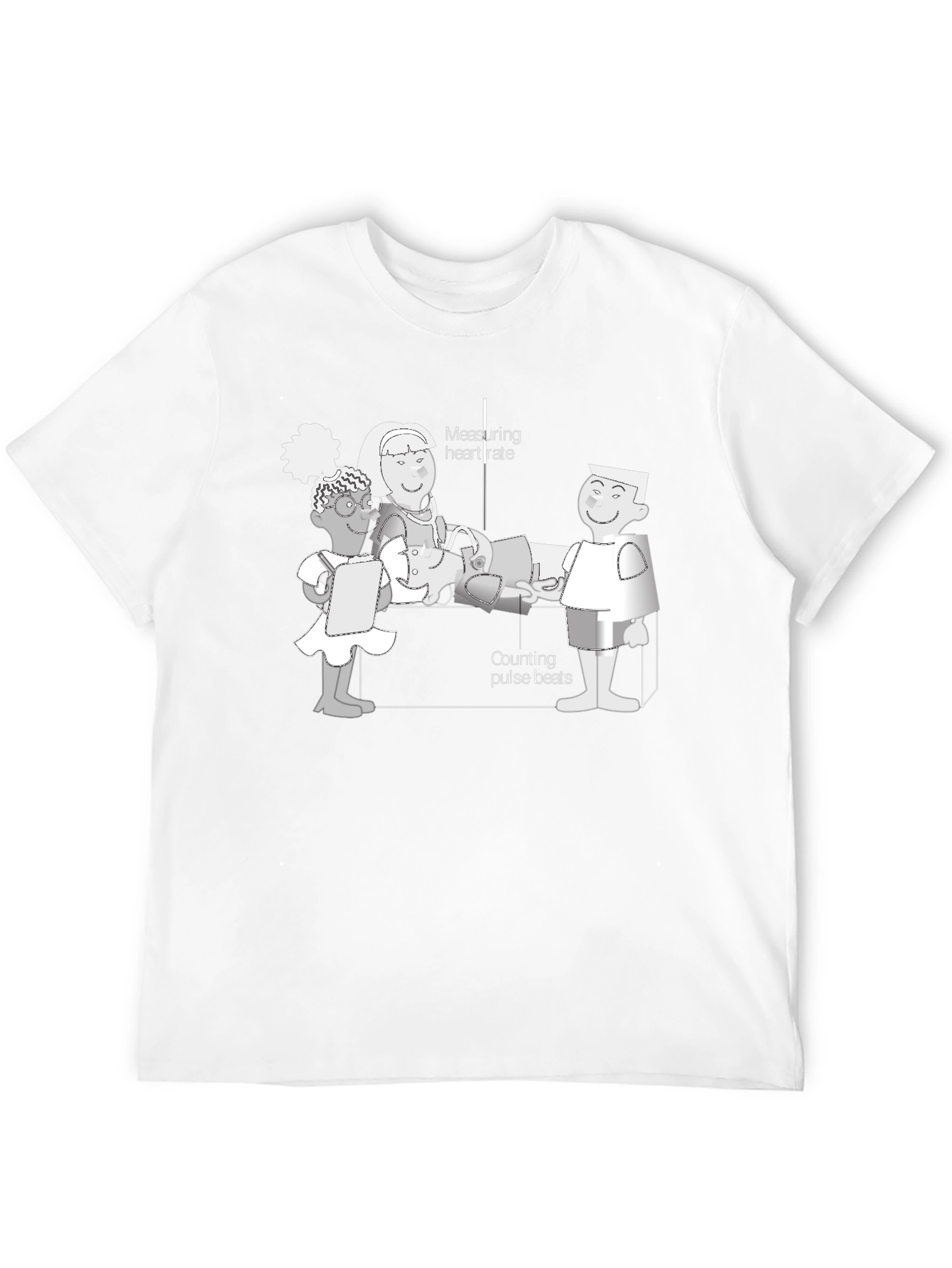 Cartoon Health Check T-Shirt - Black Cotton Tee