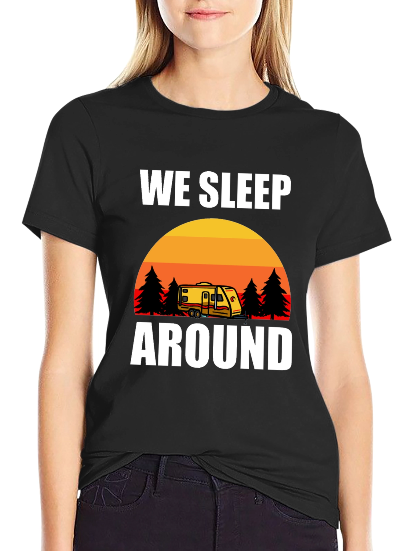 We Sleep Around Camping Graphic Tee