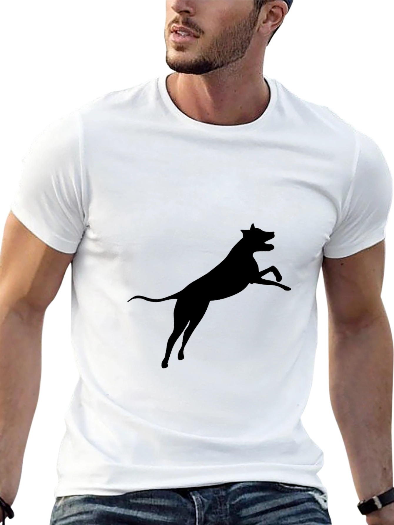 Black Dog Silhouette Graphic Tee - Casual Cotton T-Shirt