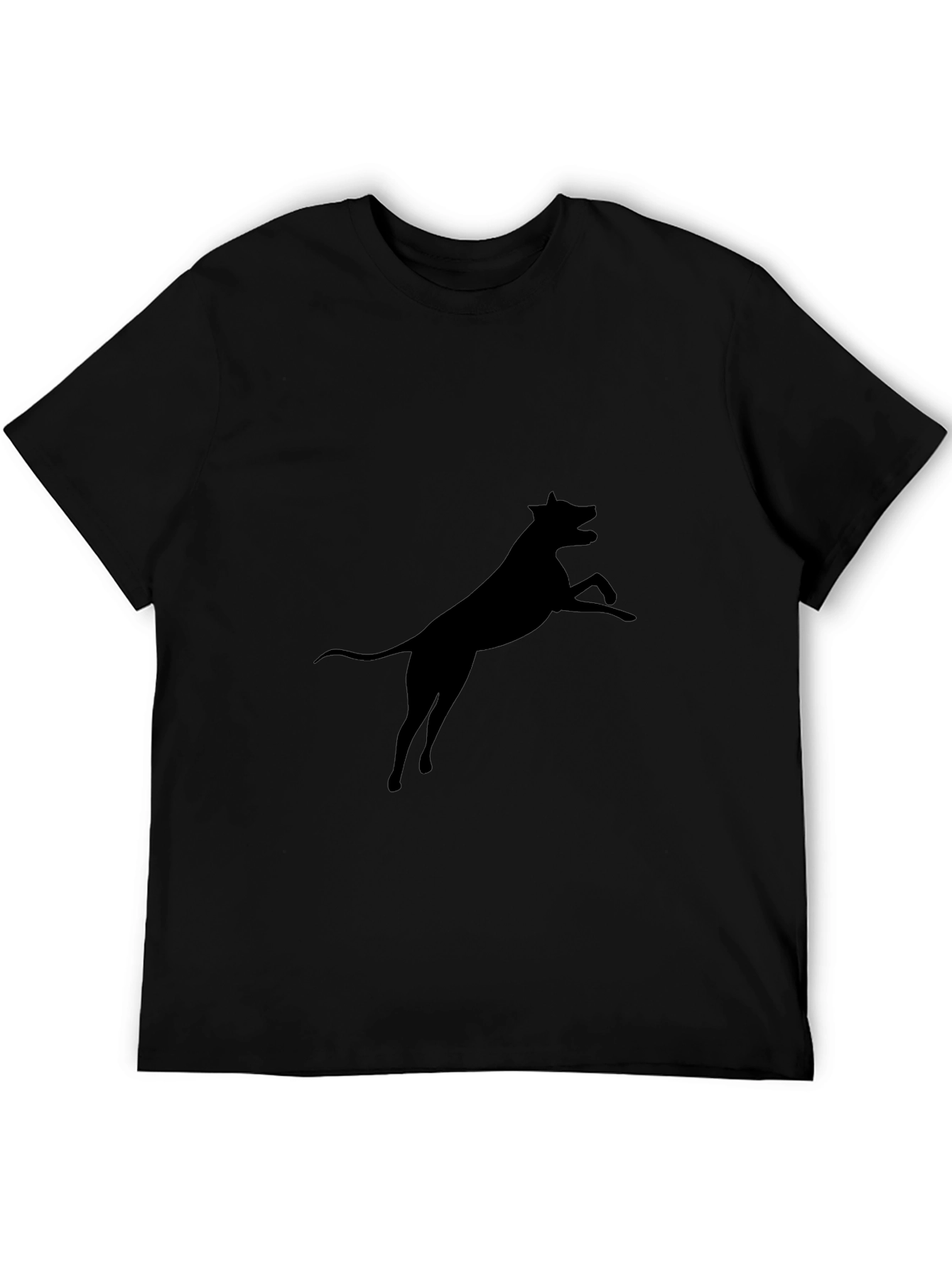Black Dog Silhouette Graphic Tee - Casual Cotton T-Shirt