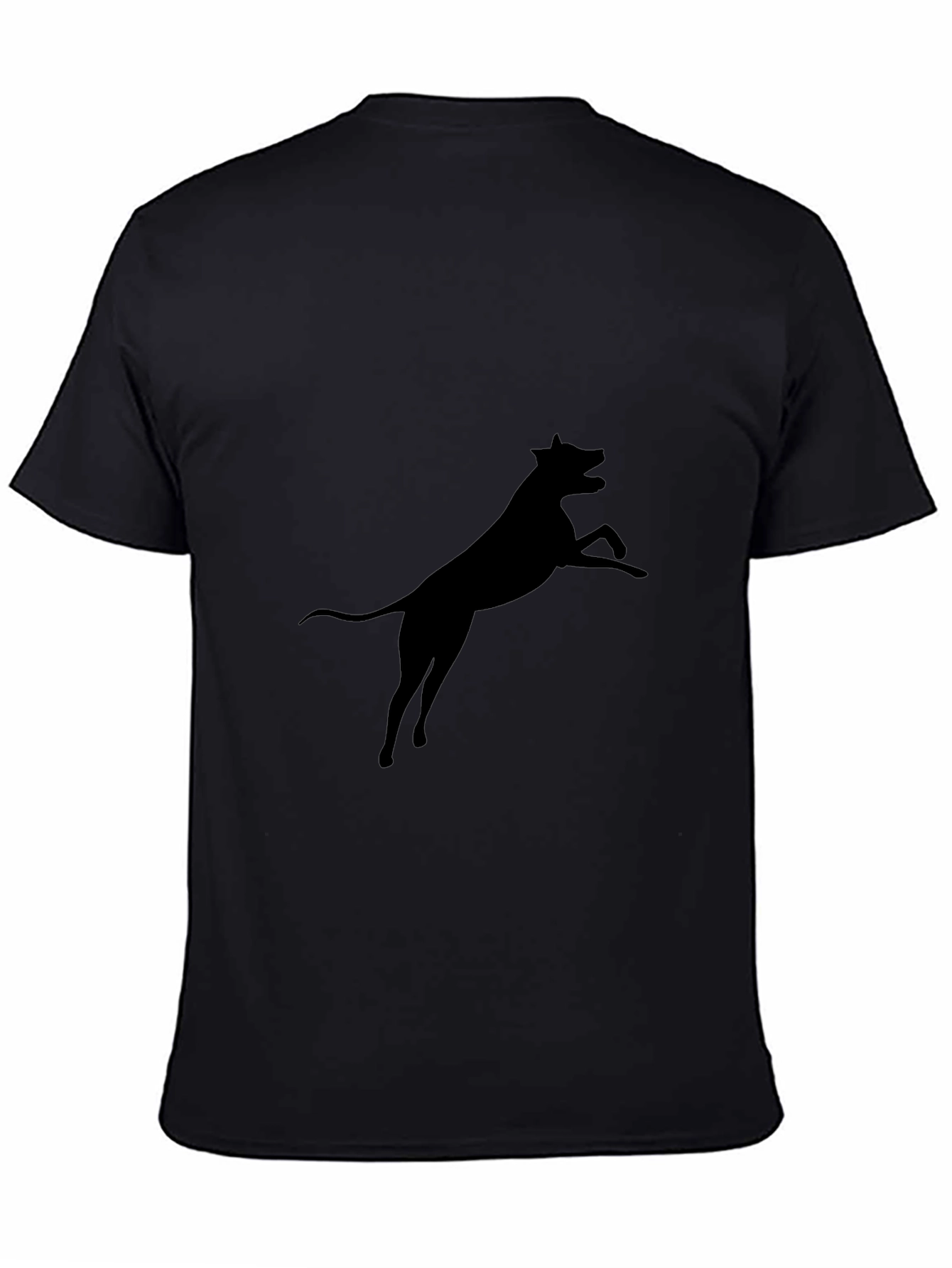 Black Dog Silhouette Graphic Tee - Casual Cotton T-Shirt