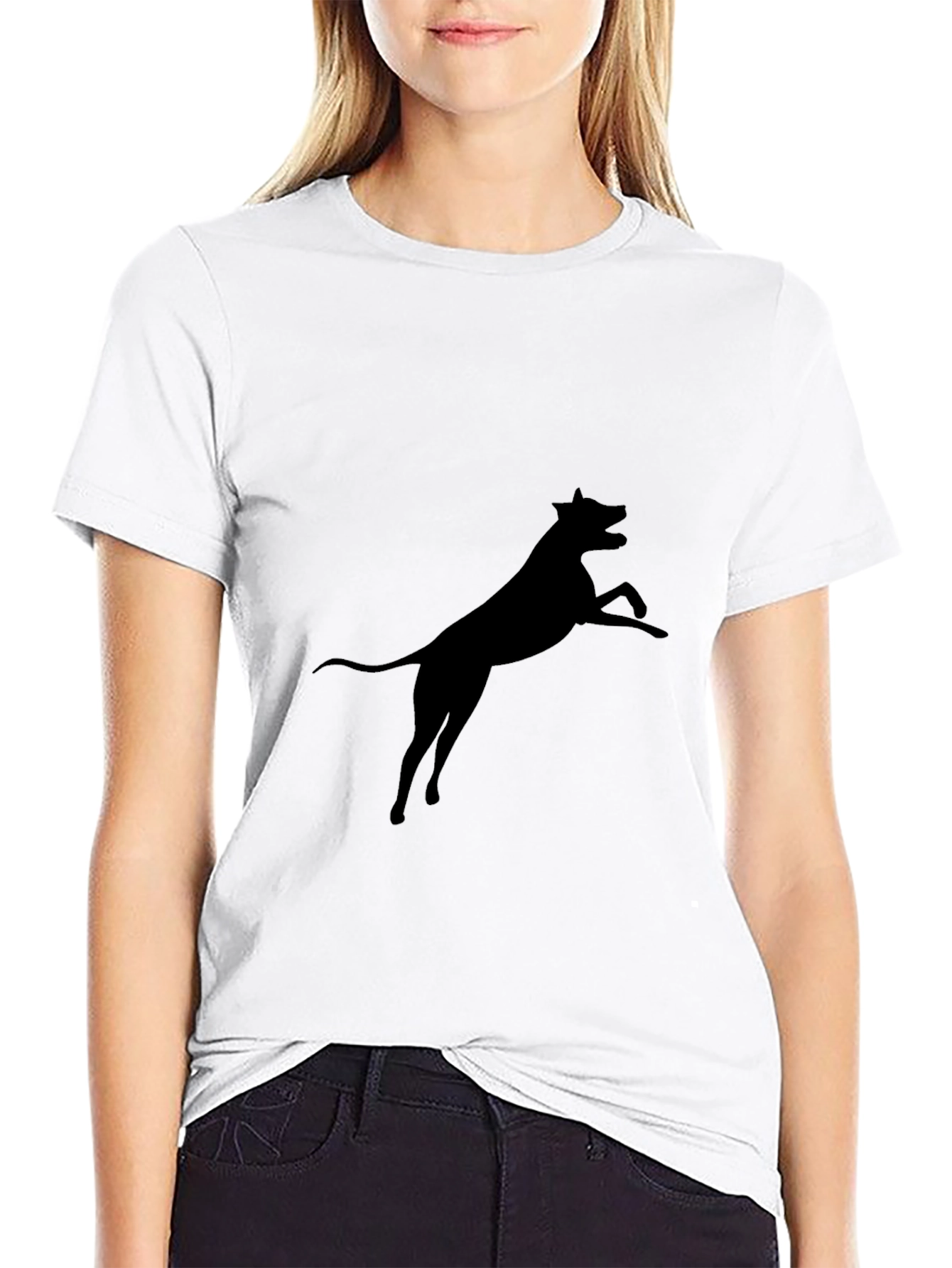 Black Dog Silhouette Graphic Tee - Casual Cotton T-Shirt