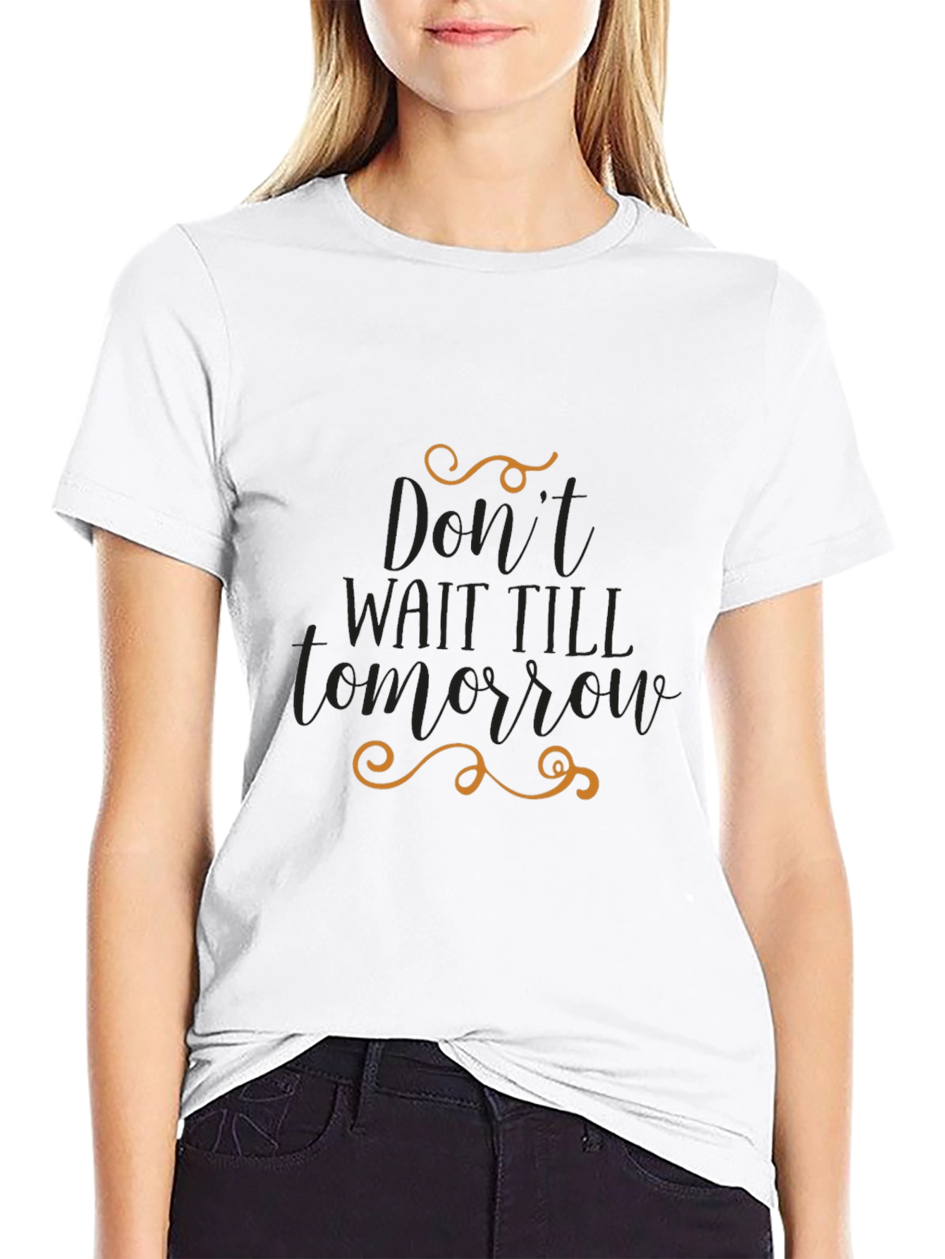 Inspirational Mens Black Graphic Tee - Dont Wait