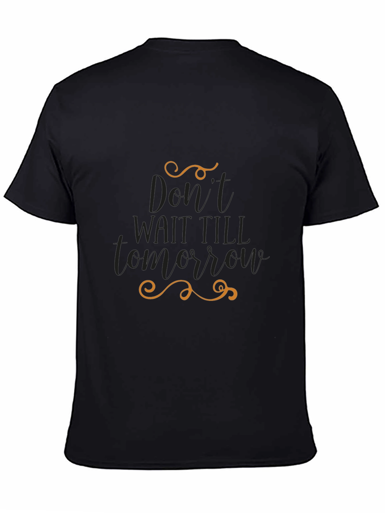 Inspirational Mens Black Graphic Tee - Dont Wait