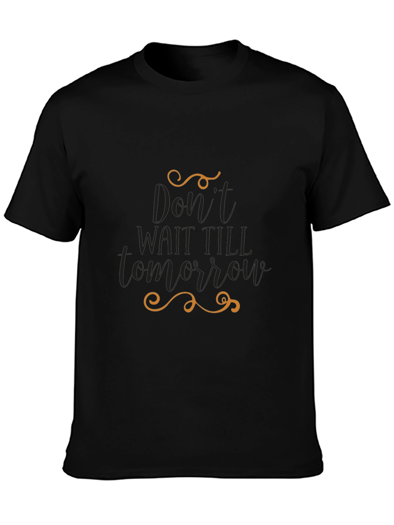 Inspirational Mens Black Graphic Tee - Dont Wait