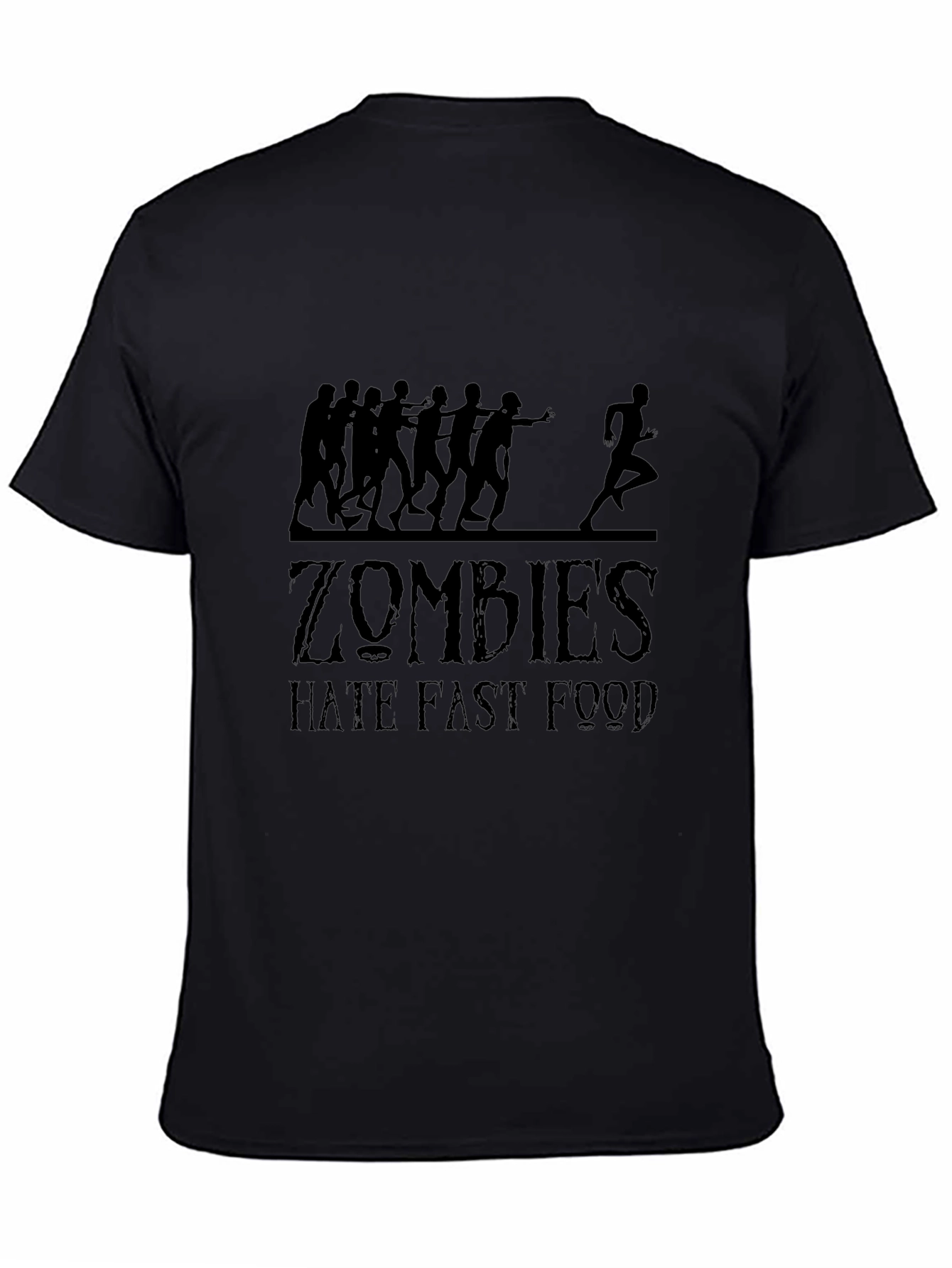 Zombies Hate Fast Food Black Graphic Tee