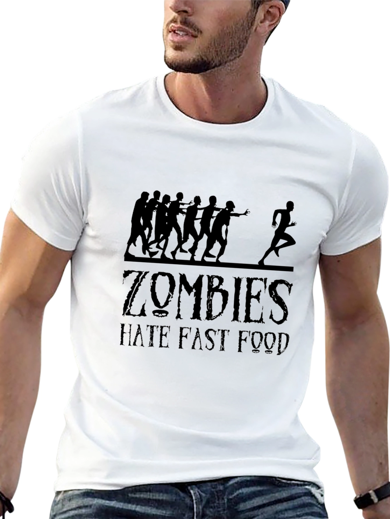 Zombies Hate Fast Food Black Graphic Tee