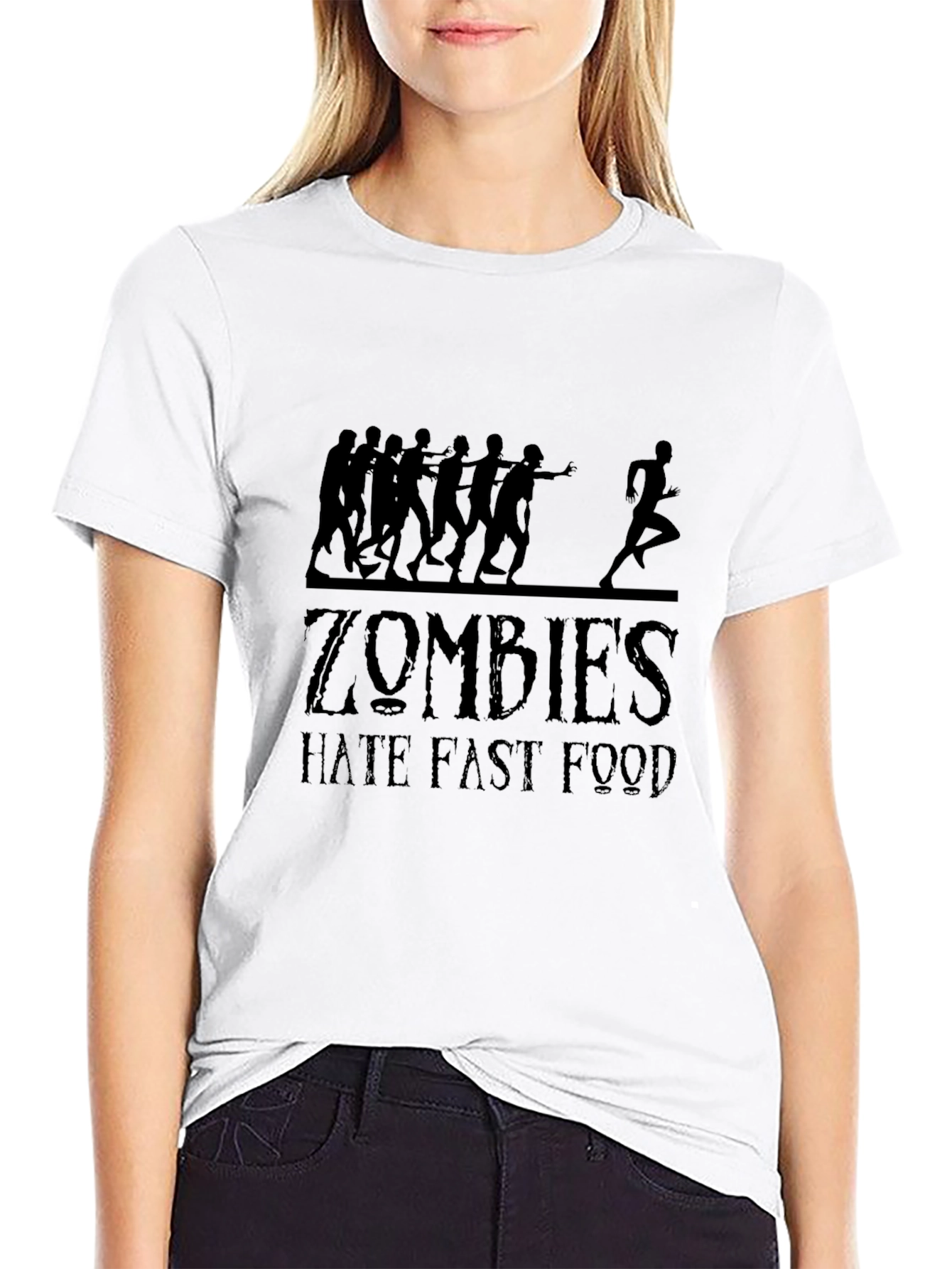 Zombies Hate Fast Food Black Graphic Tee
