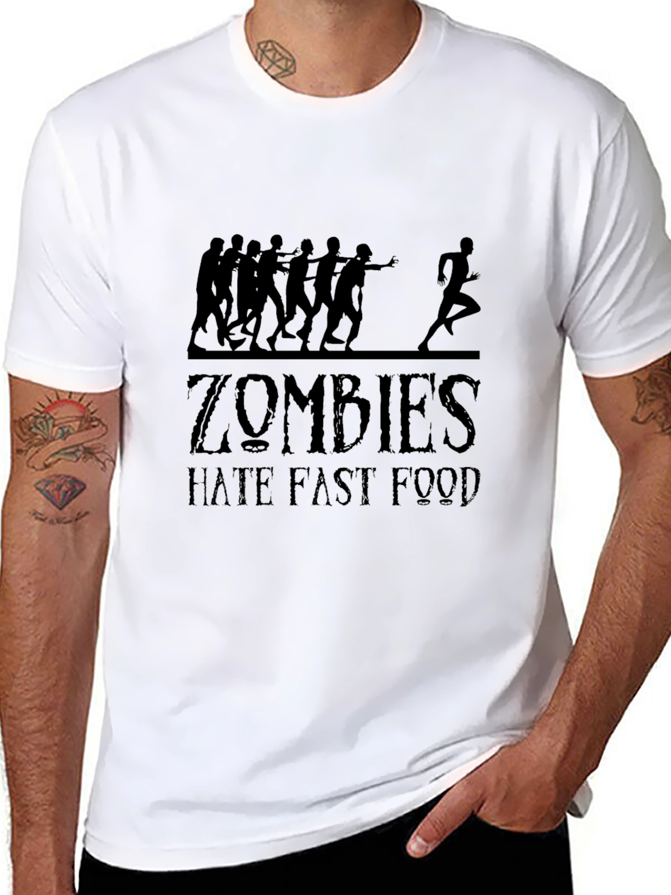 Zombies Hate Fast Food Black Graphic Tee