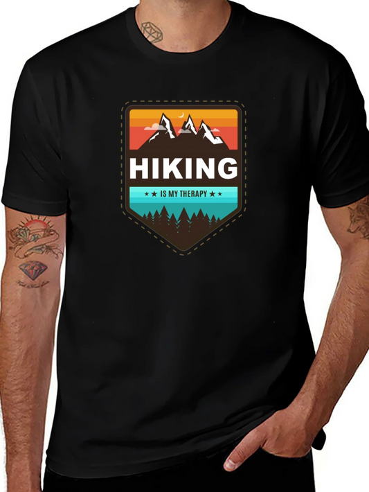 Hiking is My Therapy Black T-Shirt