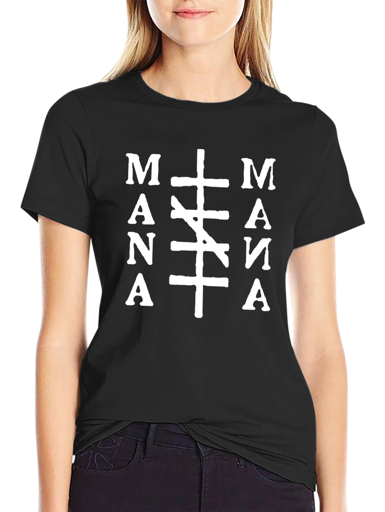 MANA Graphic Print Black T-Shirt