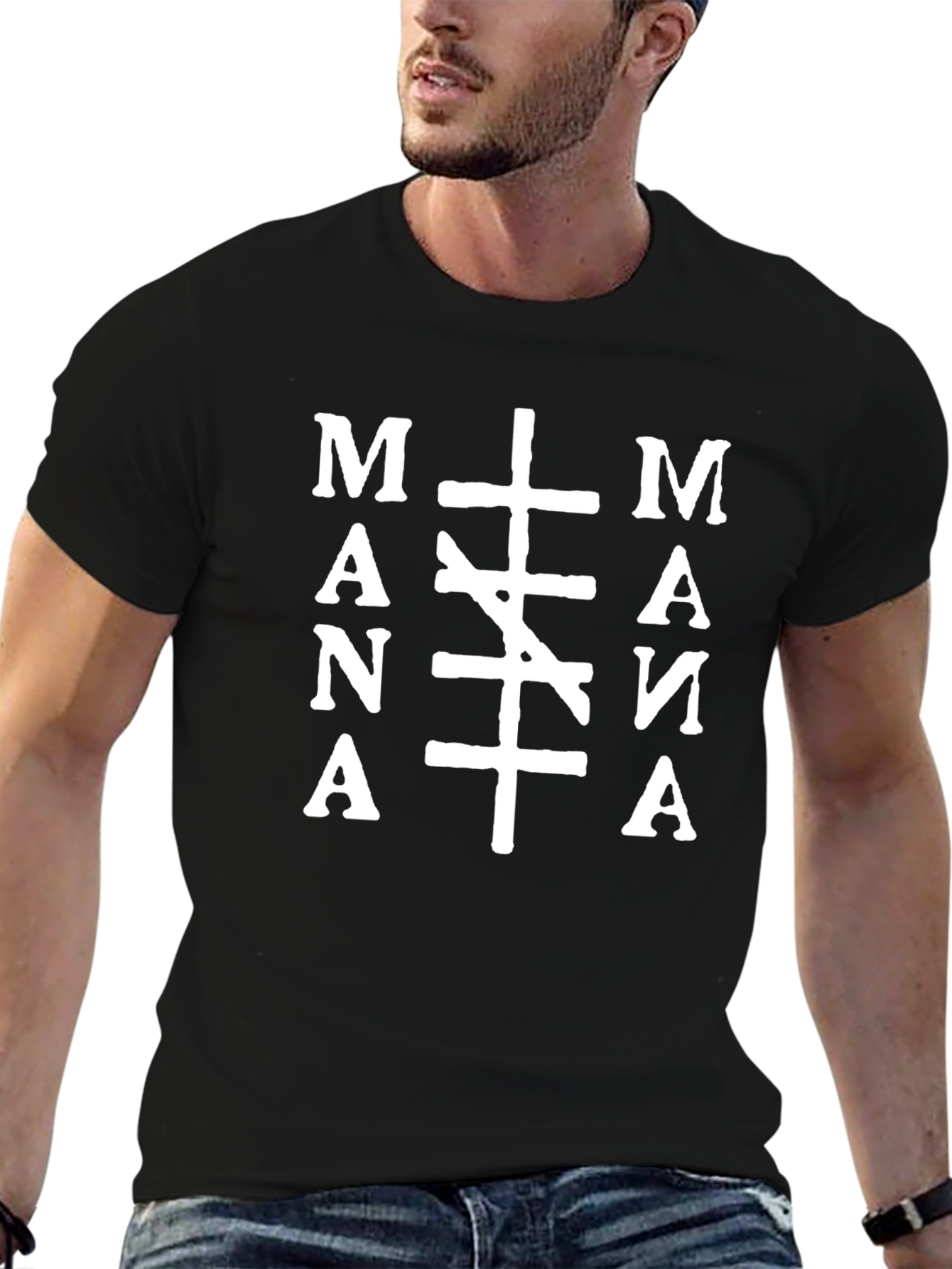 MANA Graphic Print Black T-Shirt