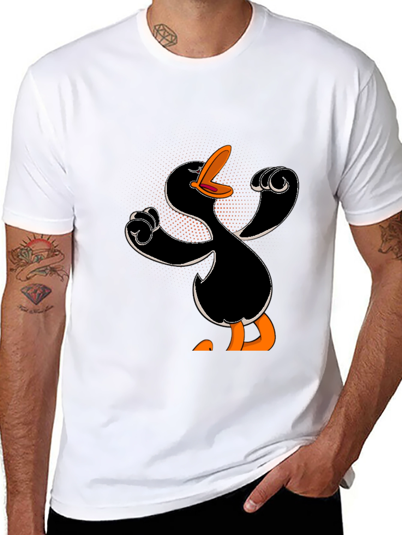 Cartoon Duck Black T-Shirt