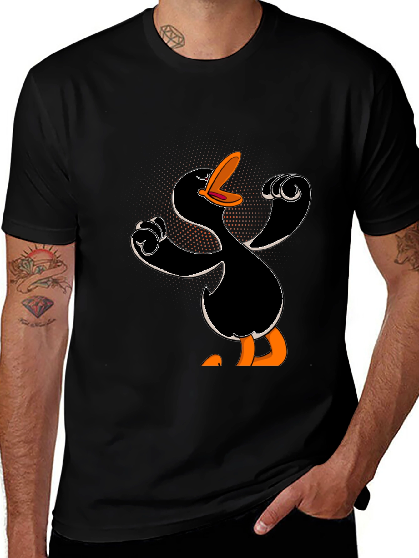 Cartoon Duck Black T-Shirt