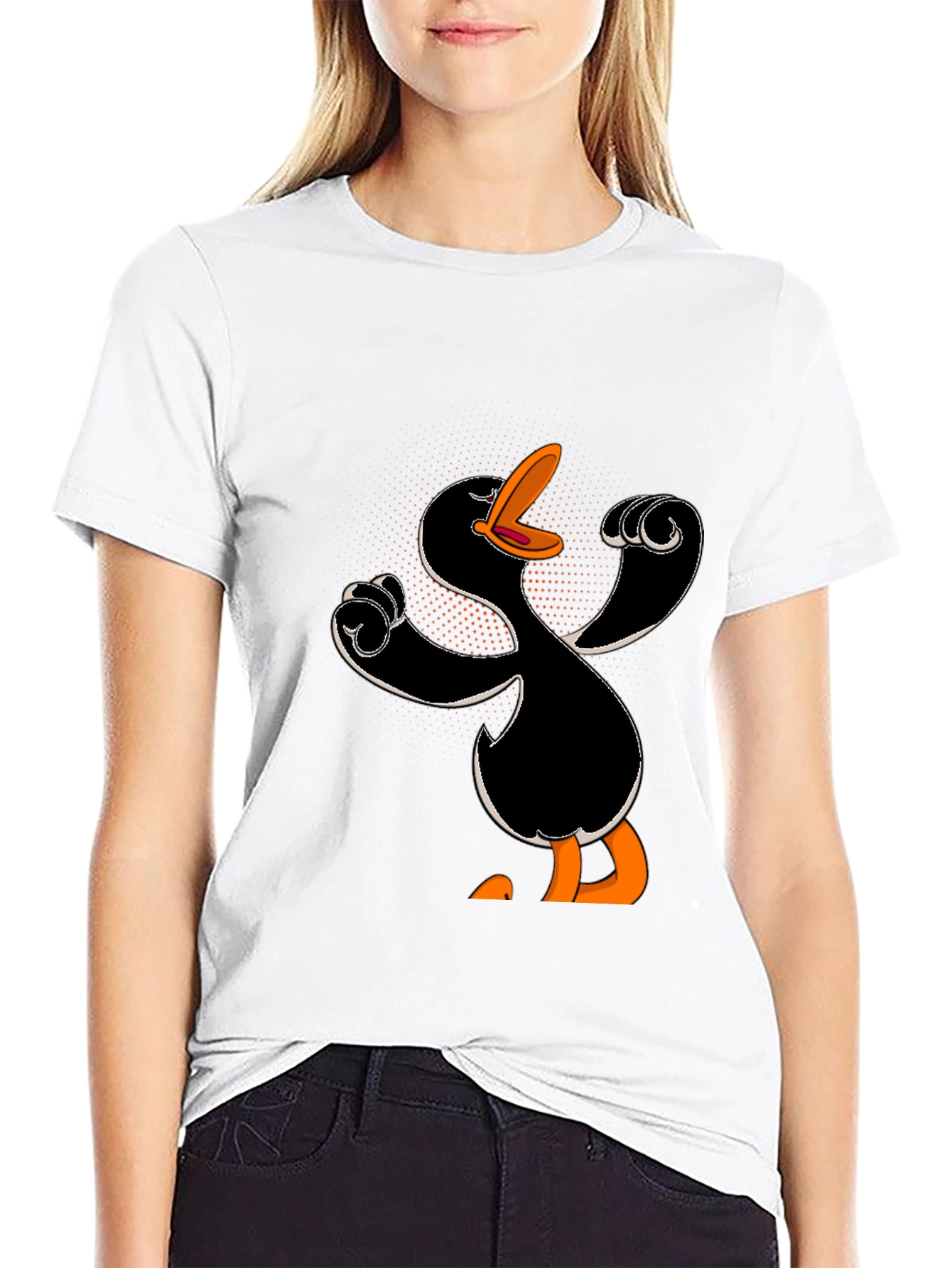 Cartoon Duck Black T-Shirt