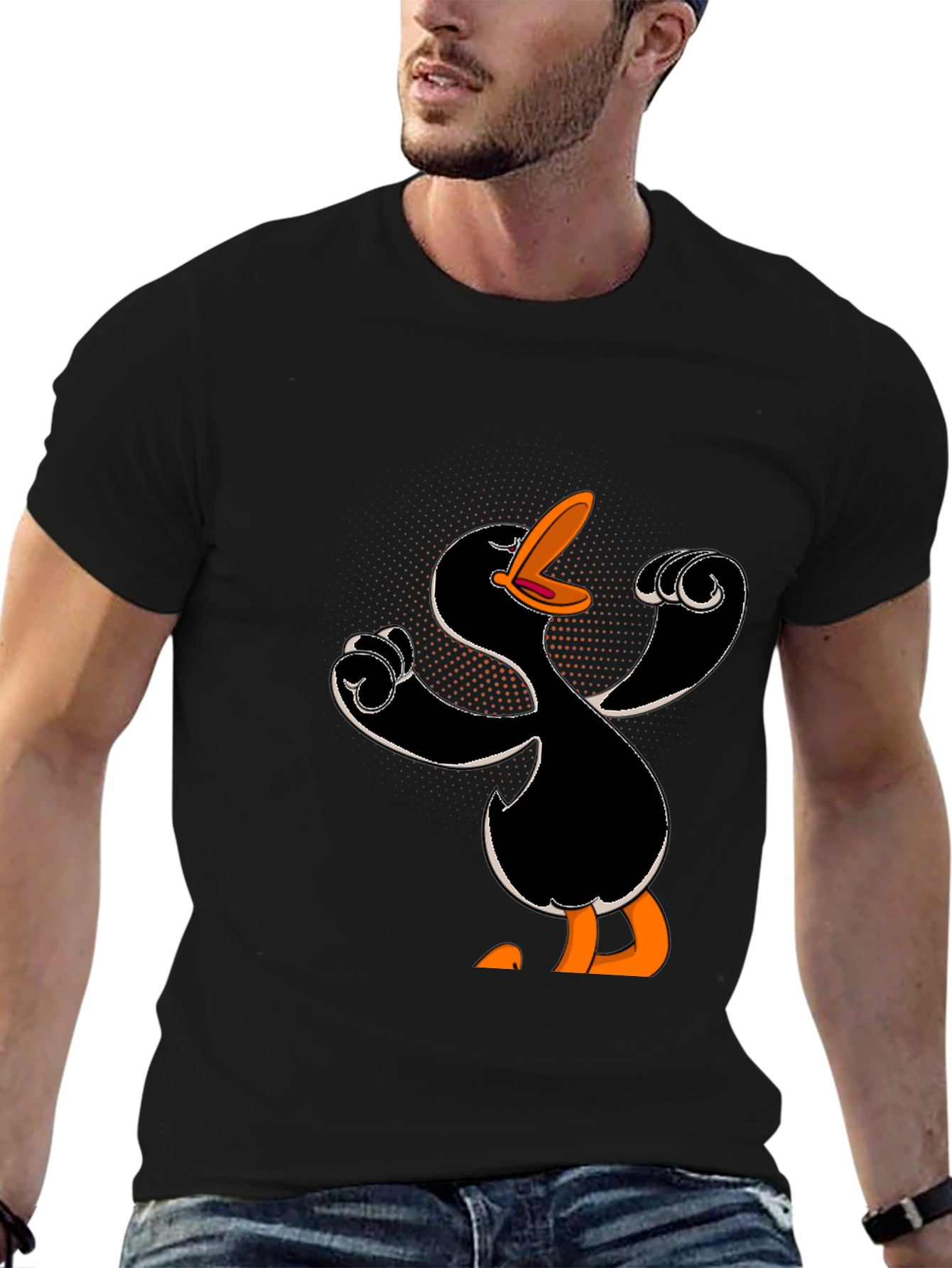 Cartoon Duck Black T-Shirt