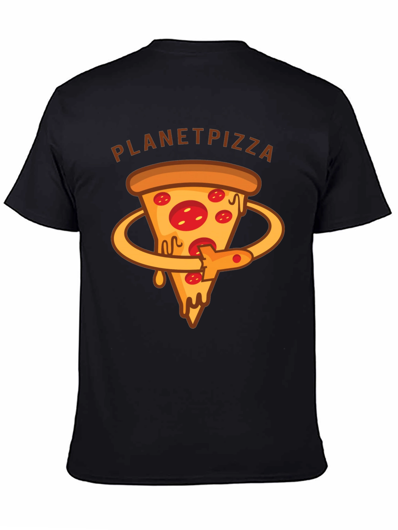 Planet Pizza Graphic T-Shirt - Casual Black Tee
