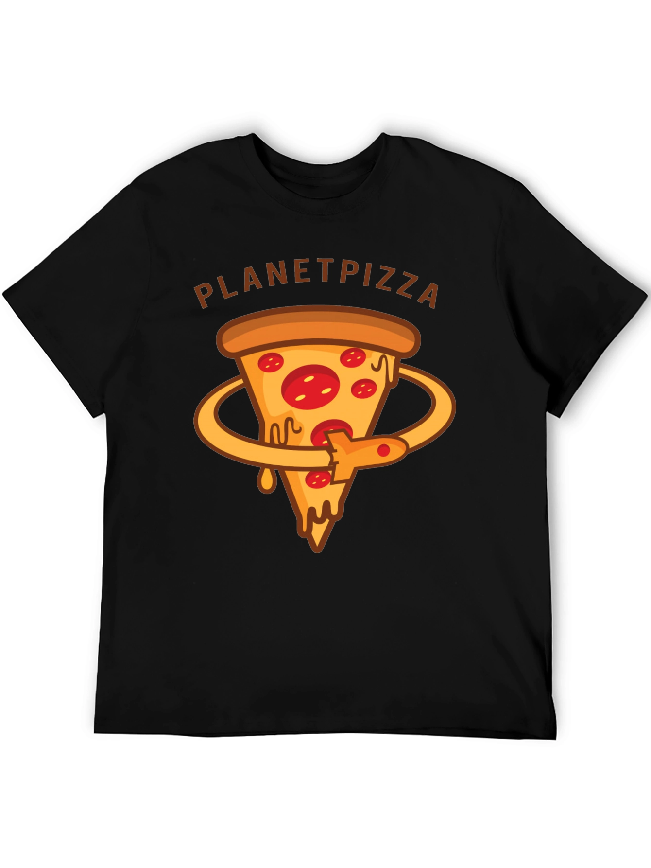 Planet Pizza Graphic T-Shirt - Casual Black Tee