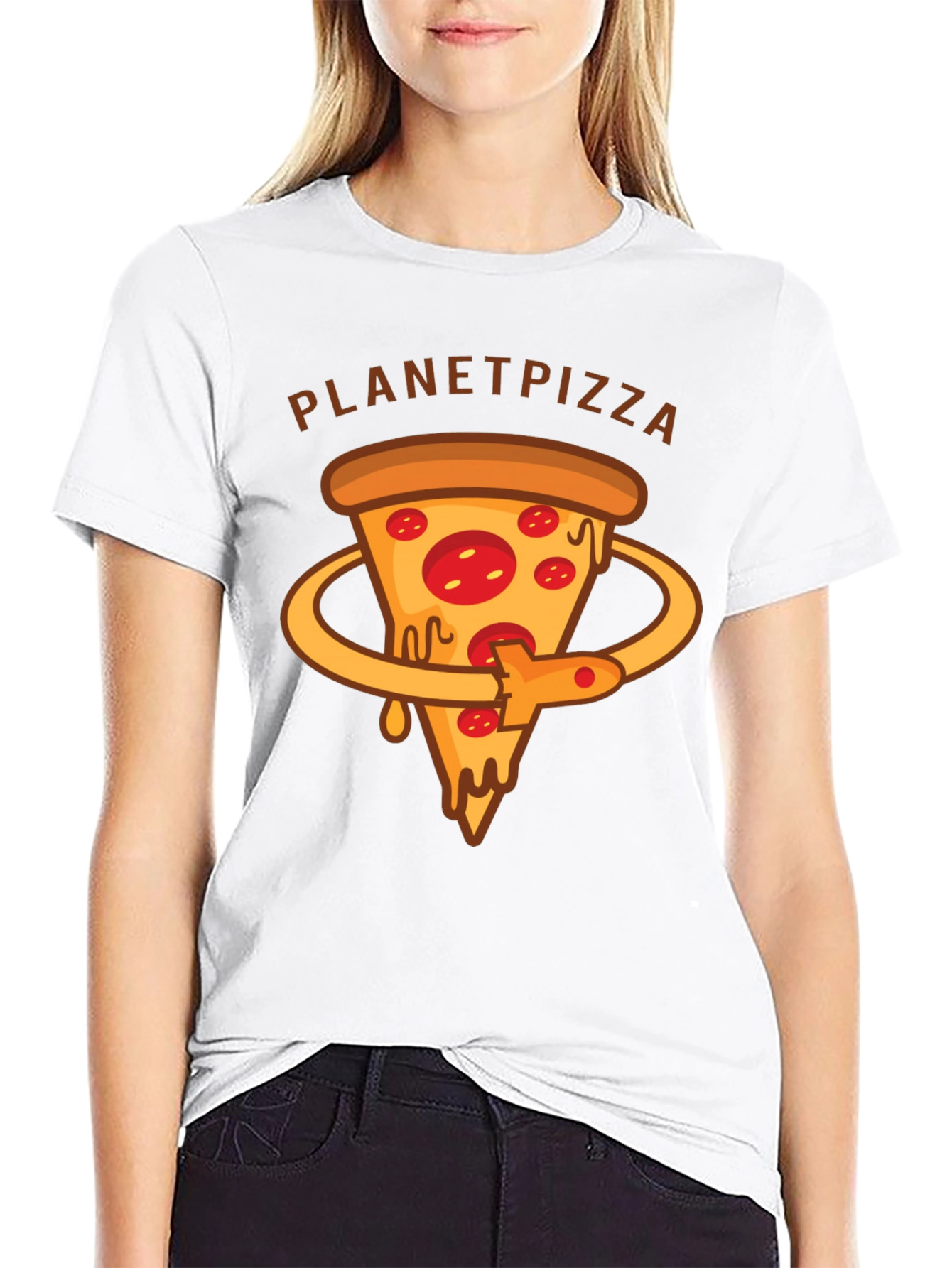Planet Pizza Graphic T-Shirt - Casual Black Tee